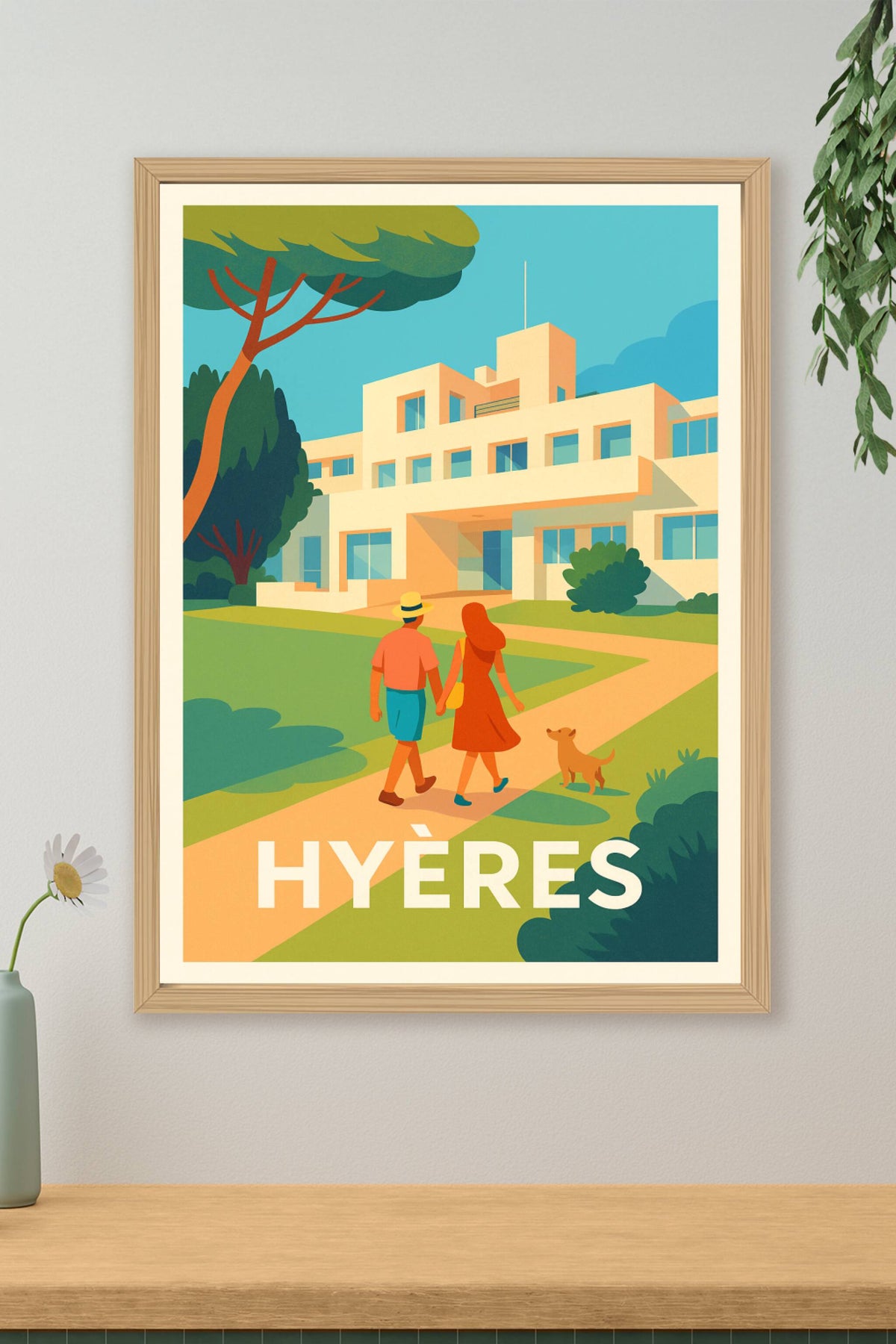 Affiche Hyères — Promenade ensoleillée à la Villa Noailles · poster d'art de Hyères