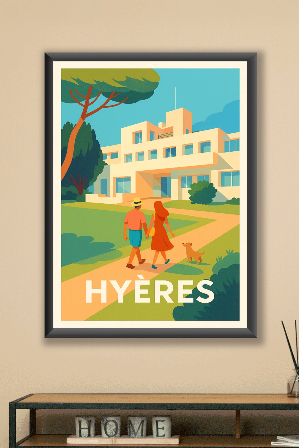 Affiche Hyères — Promenade ensoleillée à la Villa Noailles · poster d'art de Hyères