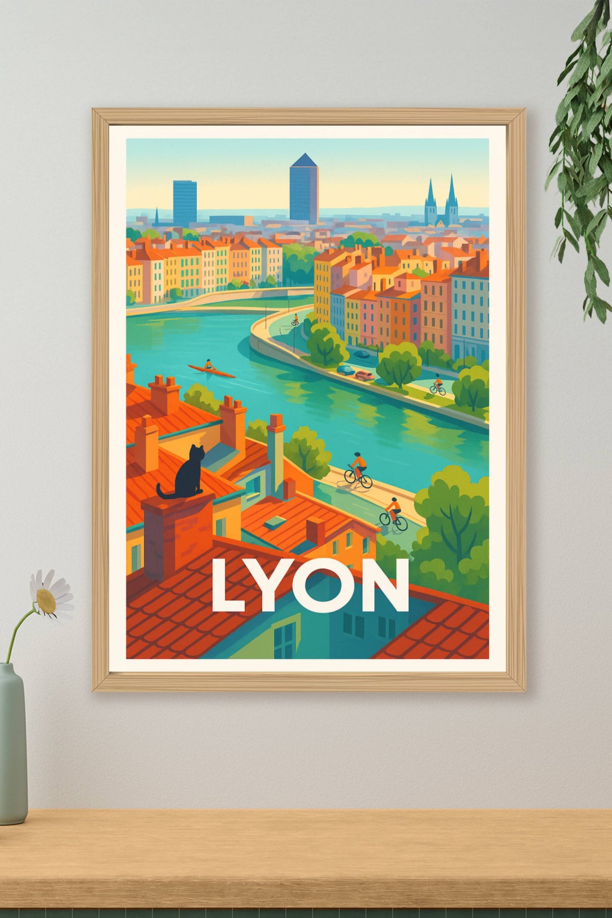 Affiche Lyon — Flânerie sur les quais · poster d'art de Lyon