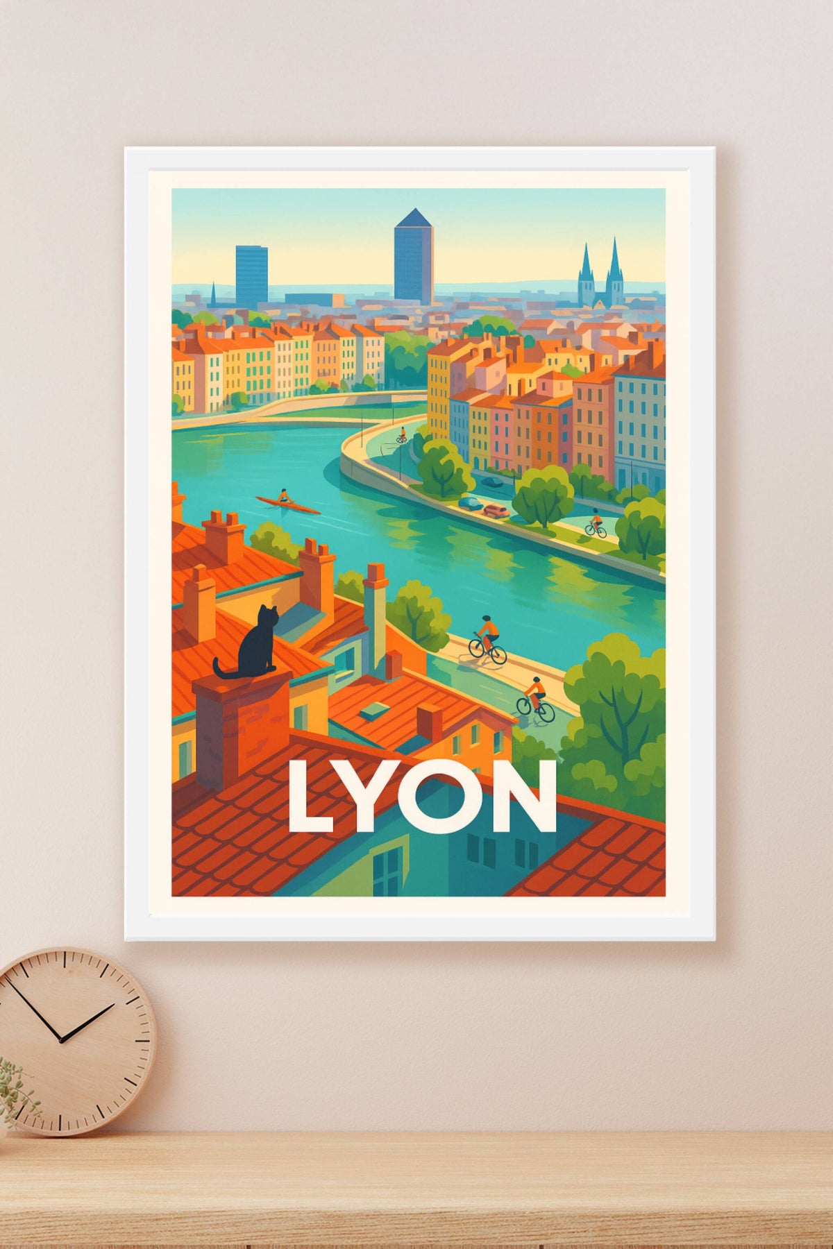 Affiche Lyon — Flânerie sur les quais · poster d'art de Lyon