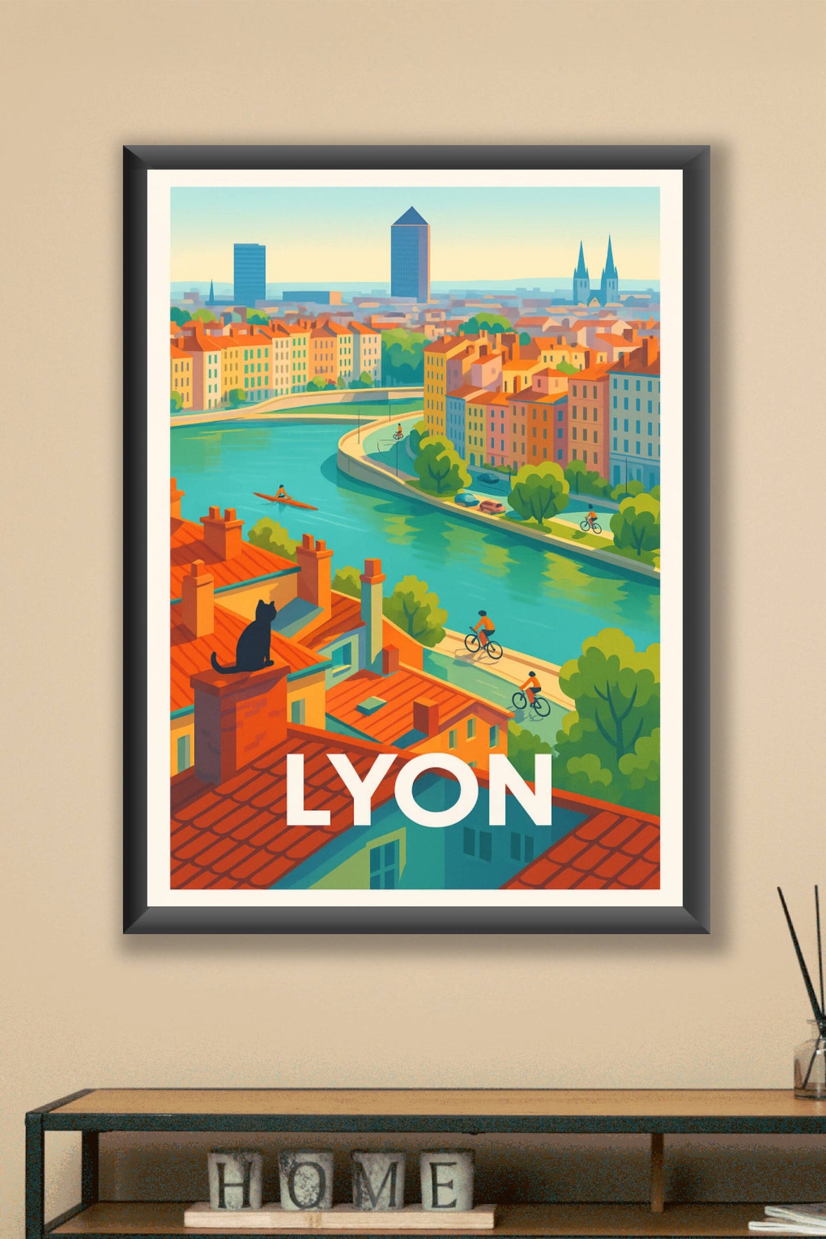 Affiche Lyon — Flânerie sur les quais · poster d'art de Lyon