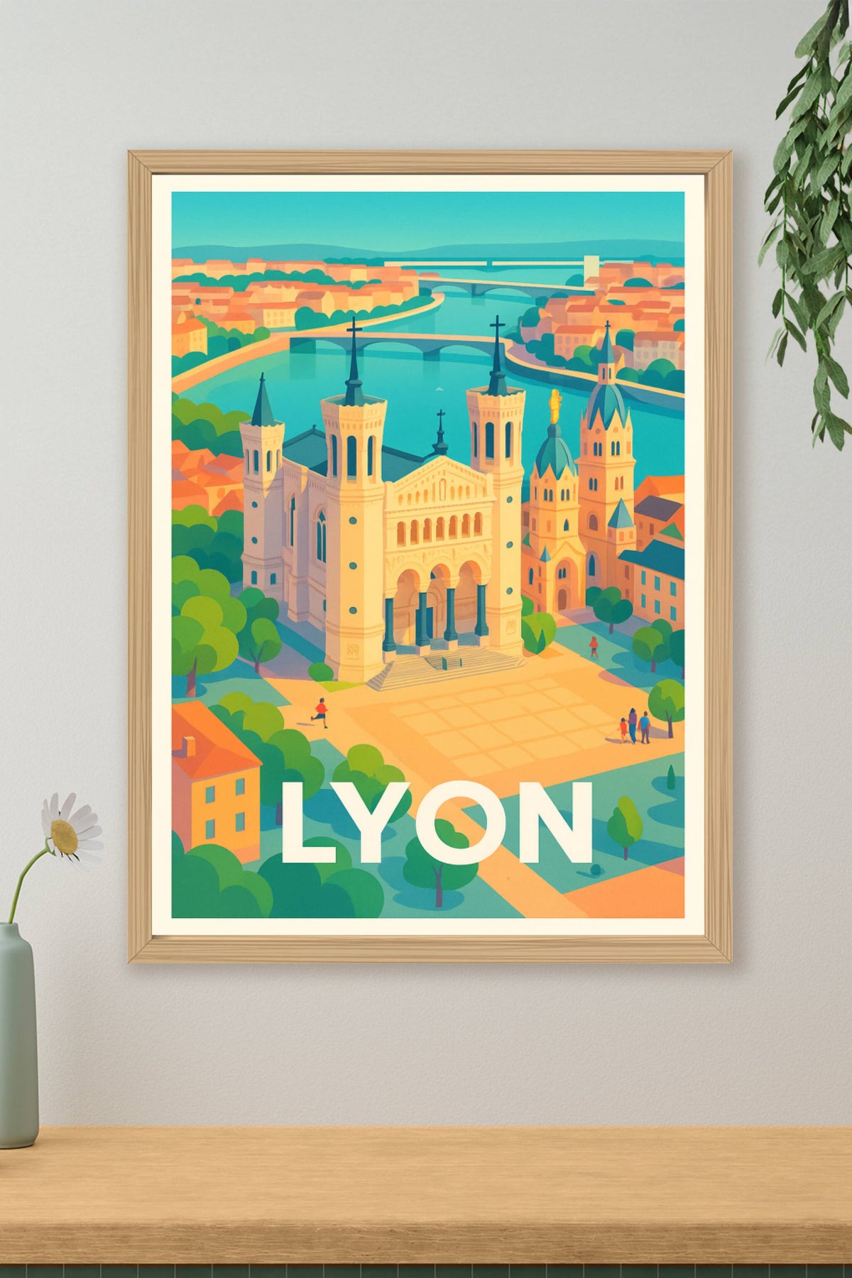 Affiche Lyon — Vue iconique de Fourvière · poster d'art de Lyon