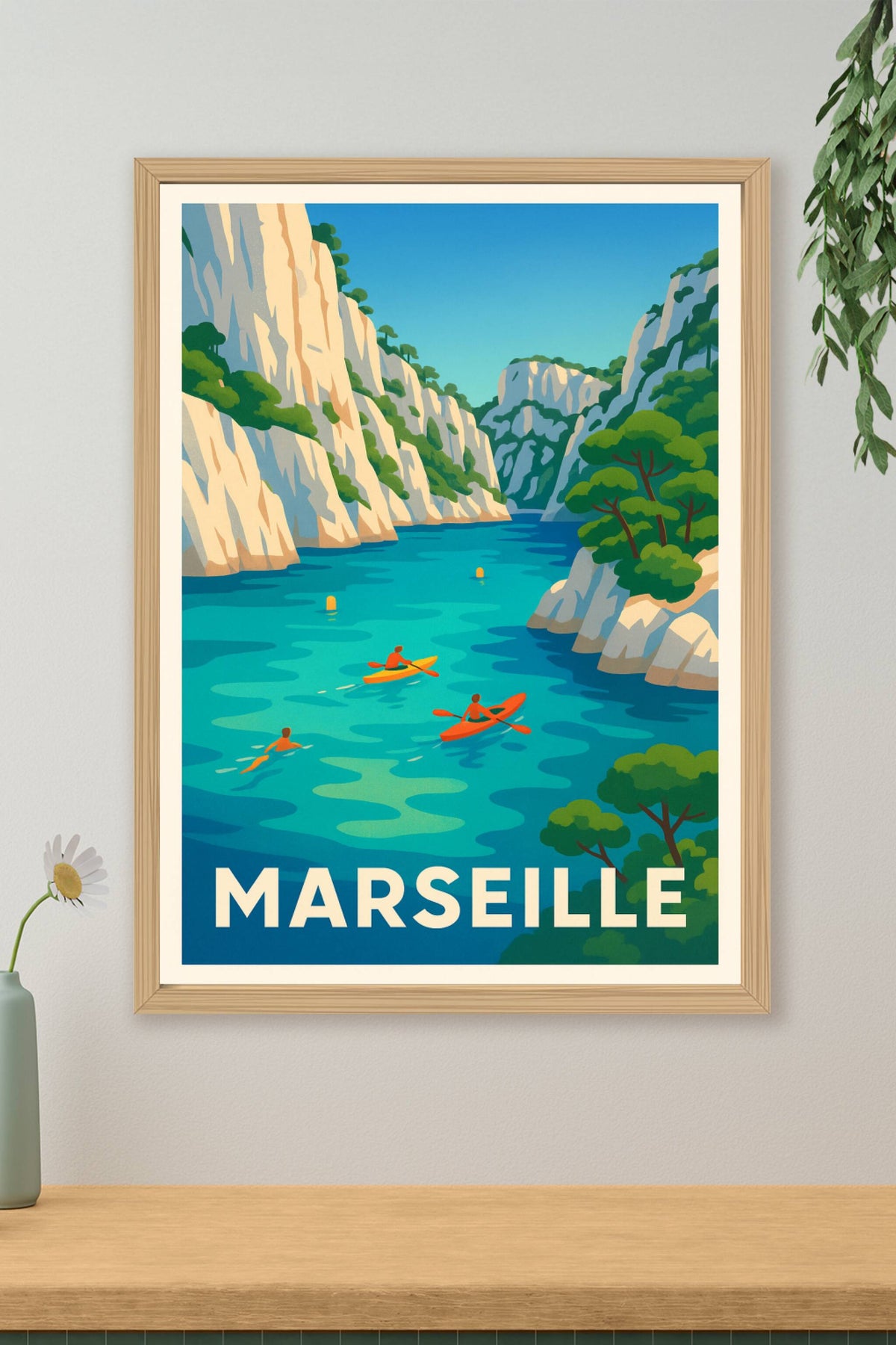 Affiche Marseille — Évasion aquatique dans les calanques · poster d'art de Marseille