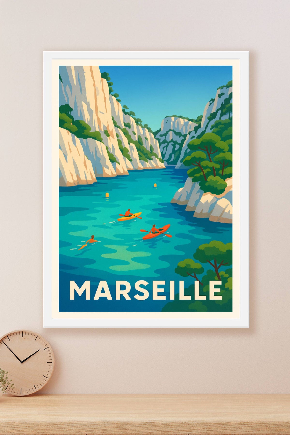 Affiche Marseille — Évasion aquatique dans les calanques · poster d'art de Marseille