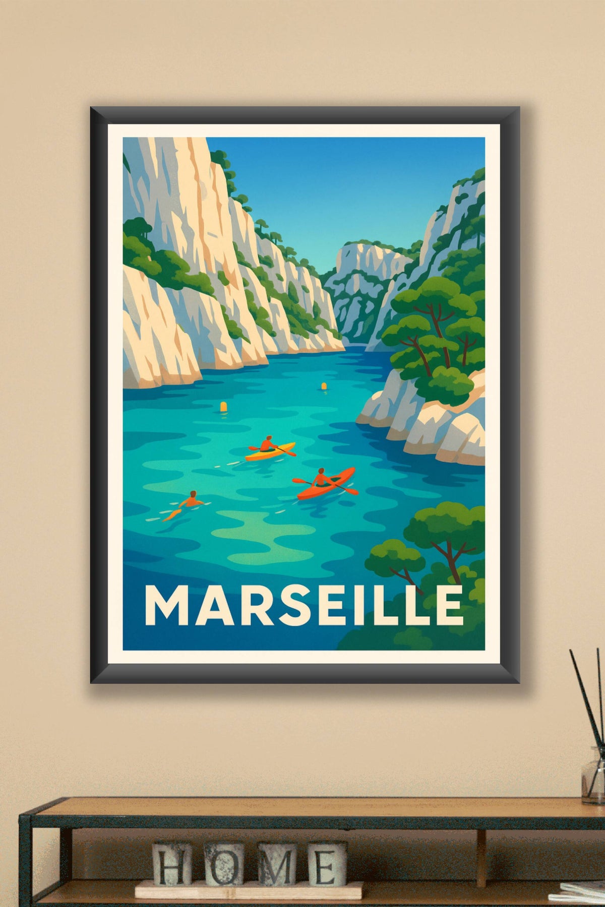 Affiche Marseille — Évasion aquatique dans les calanques · poster d'art de Marseille