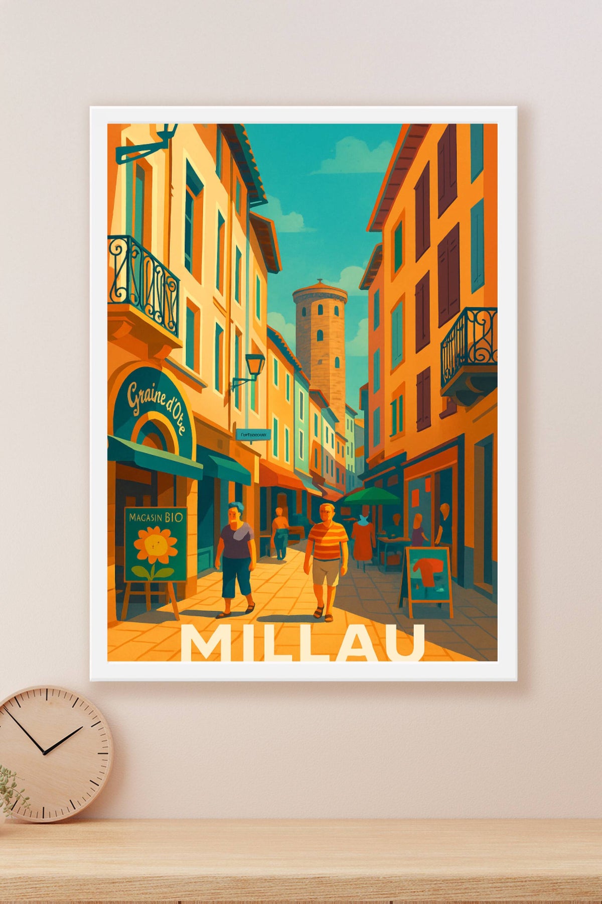 Affiche Millau — Promenade ensoleillée au cœur de la ville · poster d'art de Millau