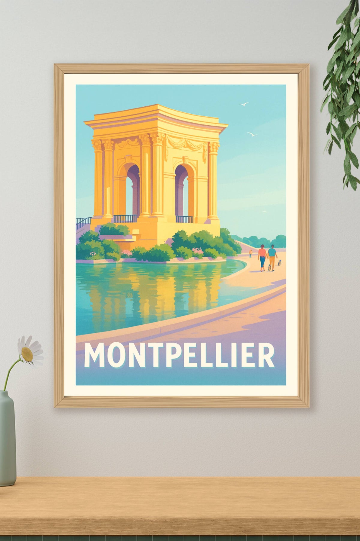 Affiche Montpellier — Promenade ensoleillée au Peyrou · poster d'art de Montpellier