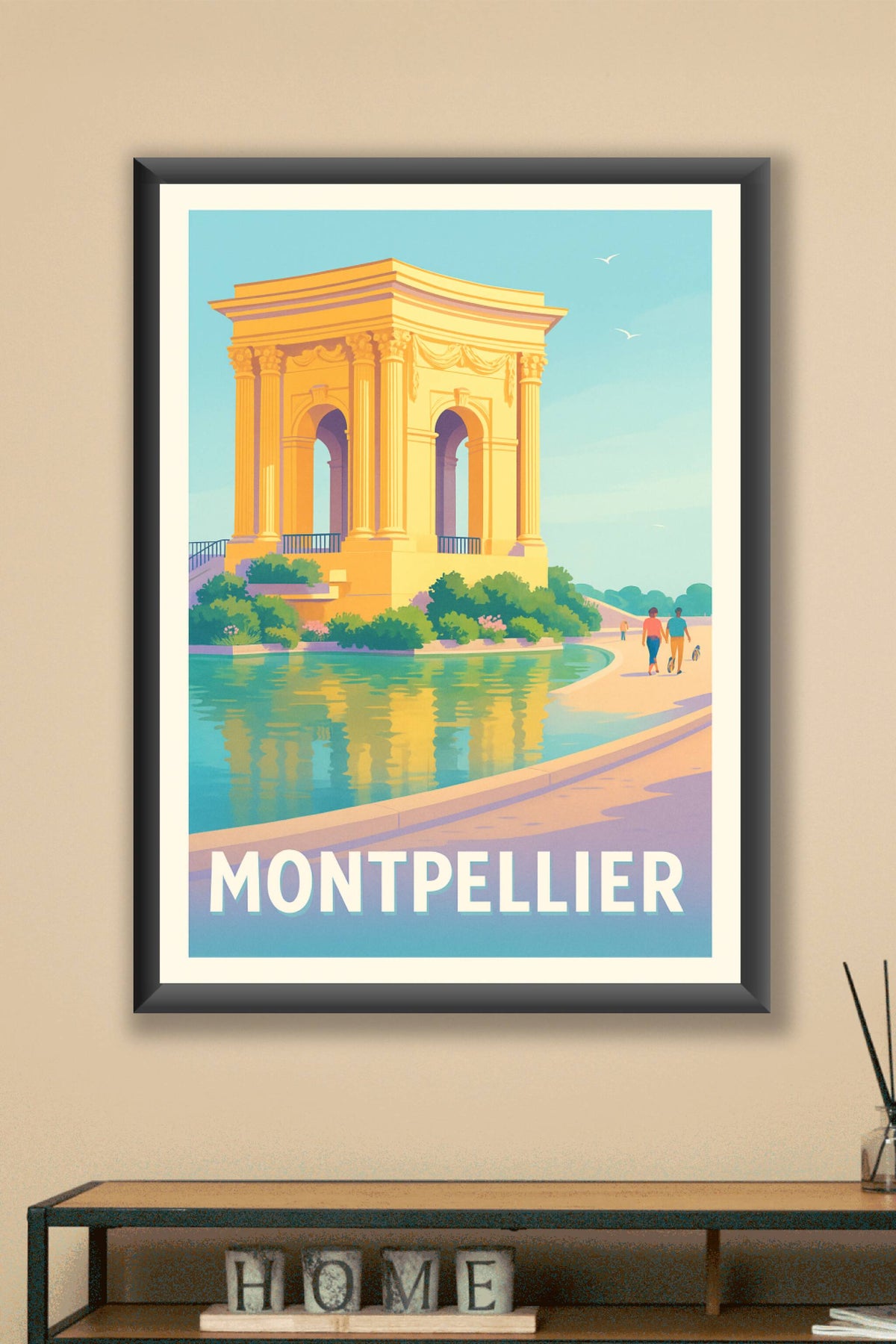 Affiche Montpellier — Promenade ensoleillée au Peyrou · poster d'art de Montpellier