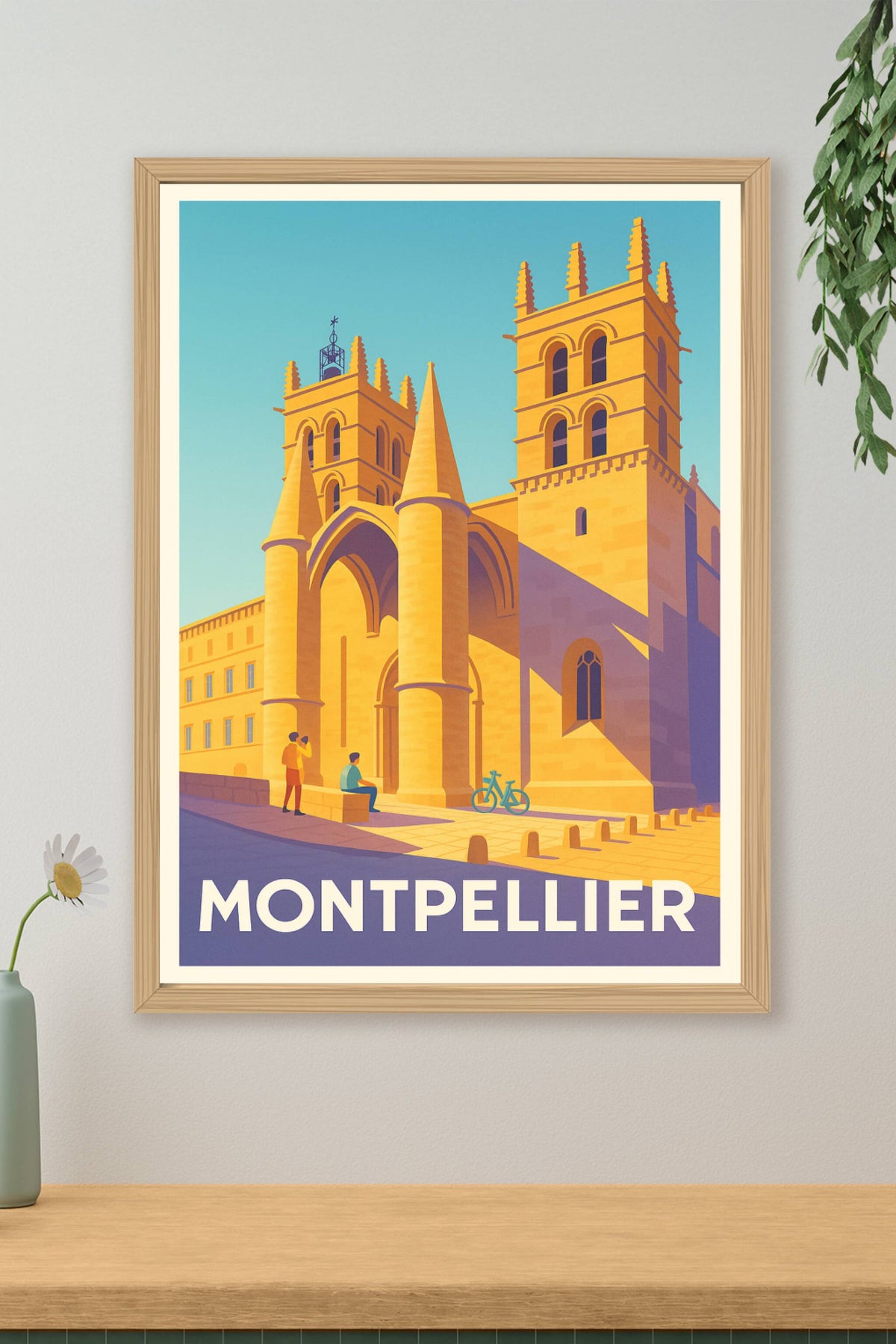 Affiche Montpellier — Lumières dorées sur la cathédrale Saint-Pierre · poster d'art de Montpellier