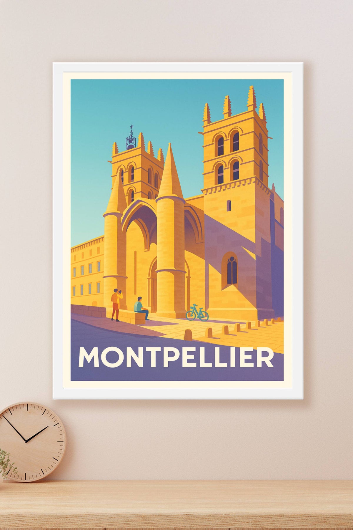Affiche Montpellier — Lumières dorées sur la cathédrale Saint-Pierre · poster d'art de Montpellier