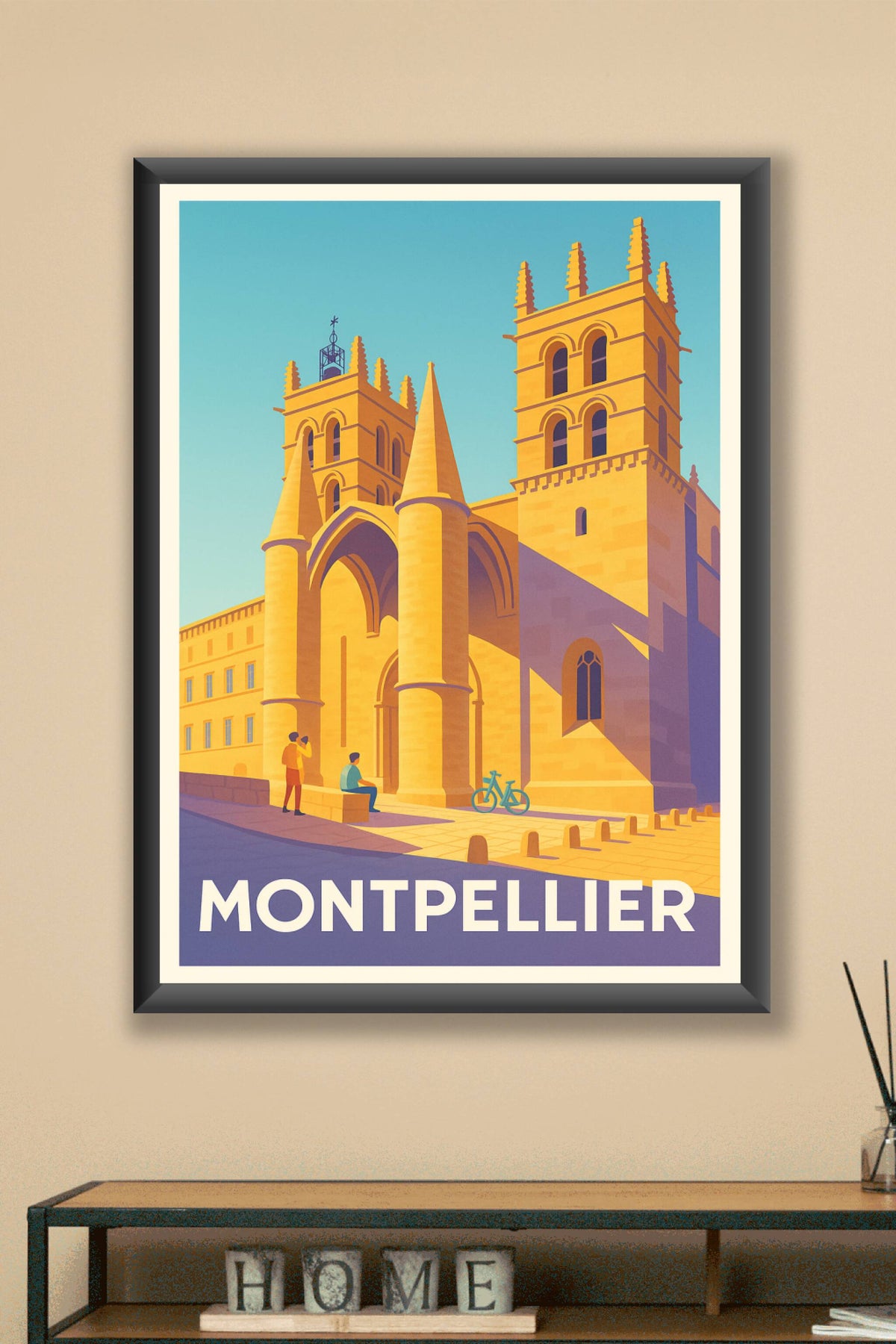 Affiche Montpellier — Lumières dorées sur la cathédrale Saint-Pierre · poster d'art de Montpellier