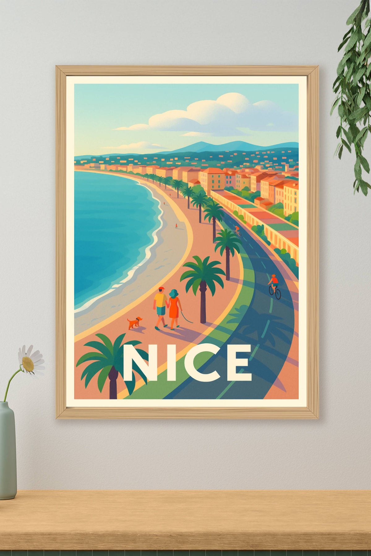 Affiche Nice — Promenade ensoleillée sur la Côte d’Azur · poster d'art de Nice