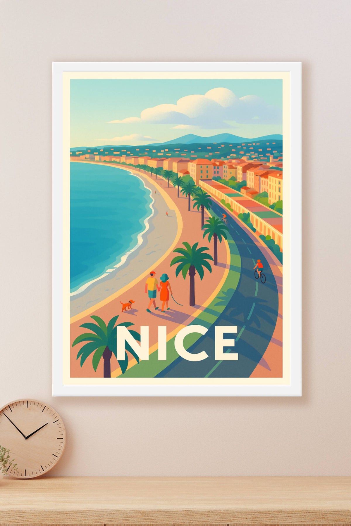 Affiche Nice — Promenade ensoleillée sur la Côte d’Azur · poster d'art de Nice