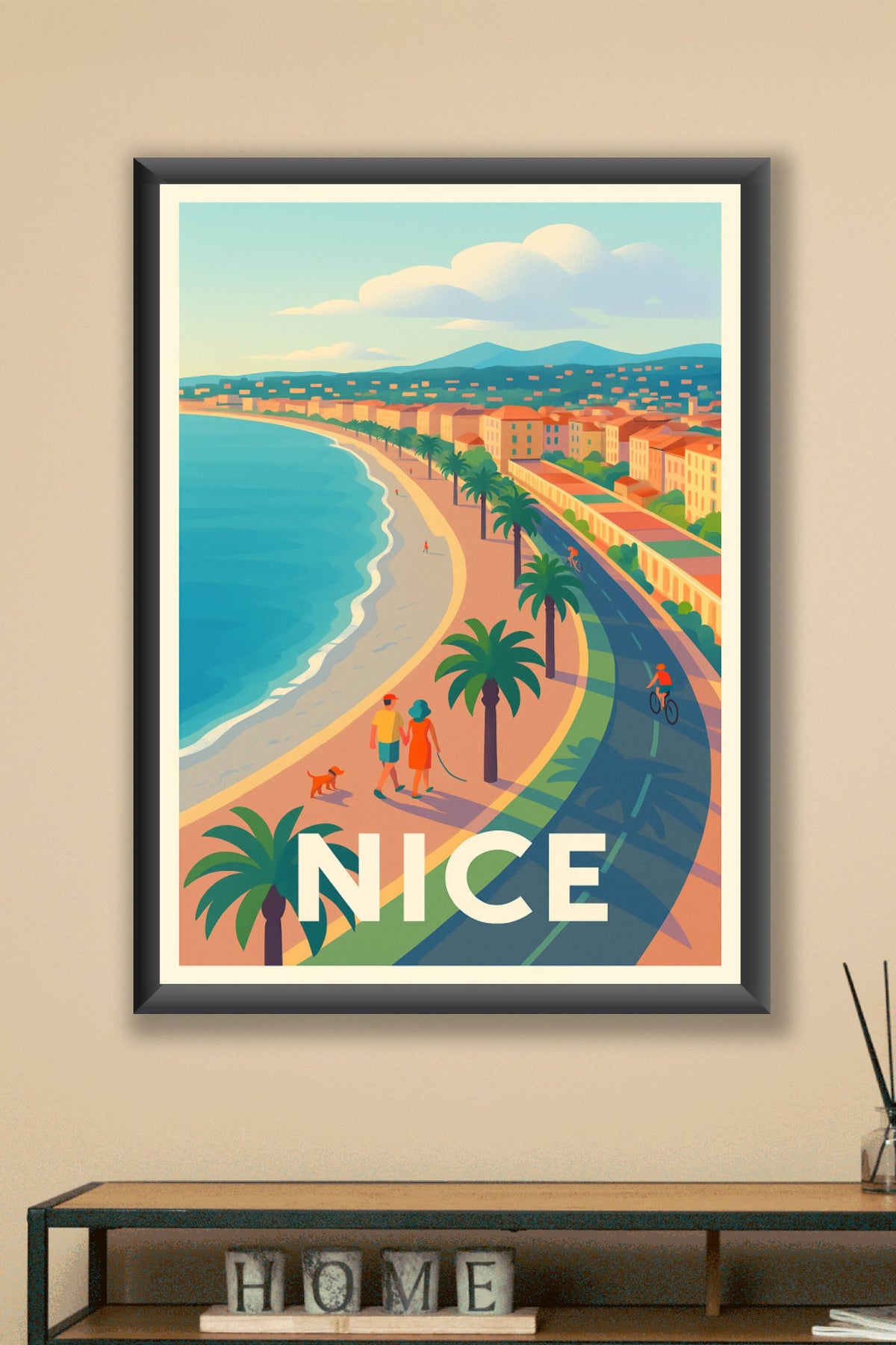 Affiche Nice — Promenade ensoleillée sur la Côte d’Azur · poster d'art de Nice
