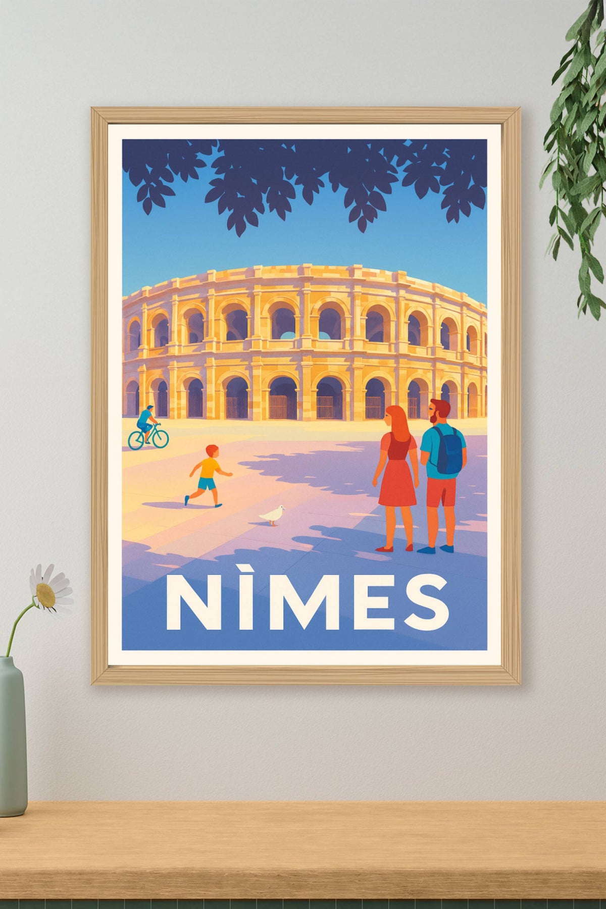 Affiche Nîmes — Les arènes baignées de lumière · poster d'art de Nîmes