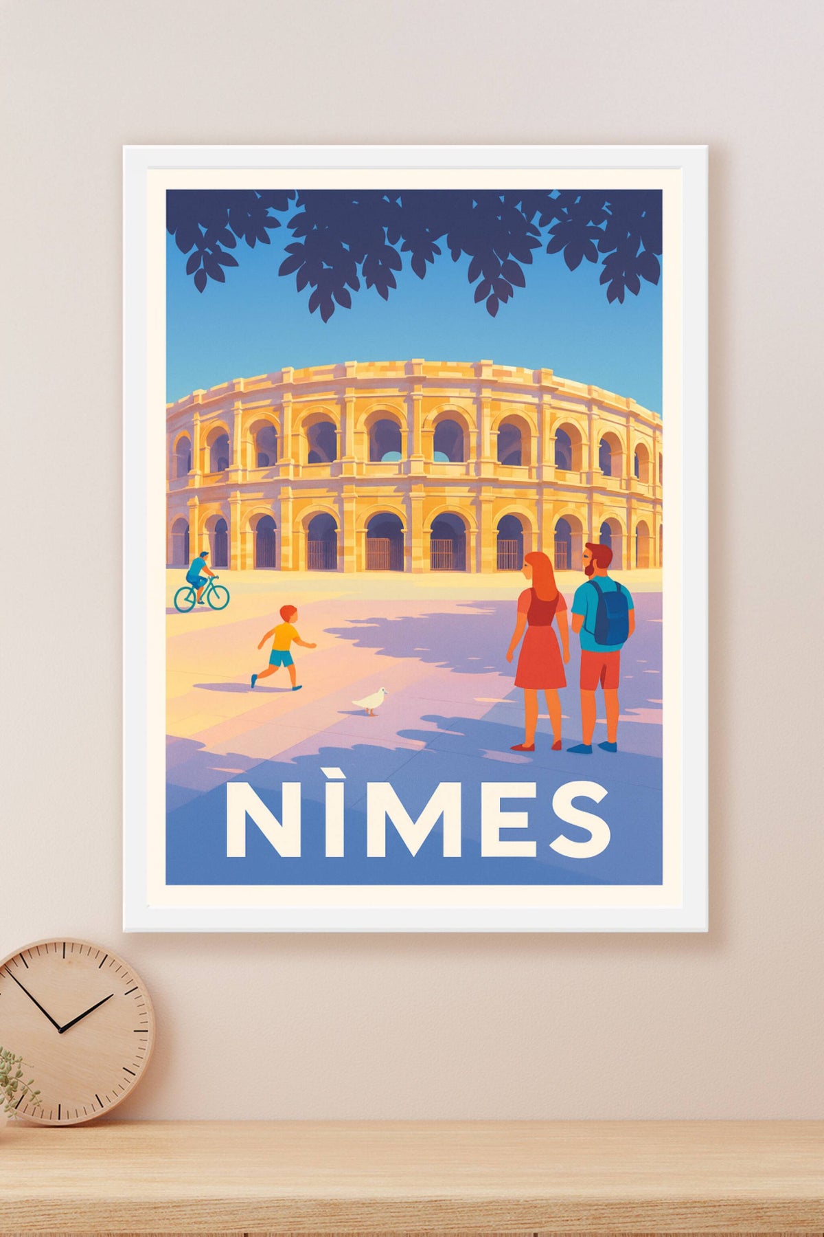 Affiche Nîmes — Les arènes baignées de lumière · poster d'art de Nîmes