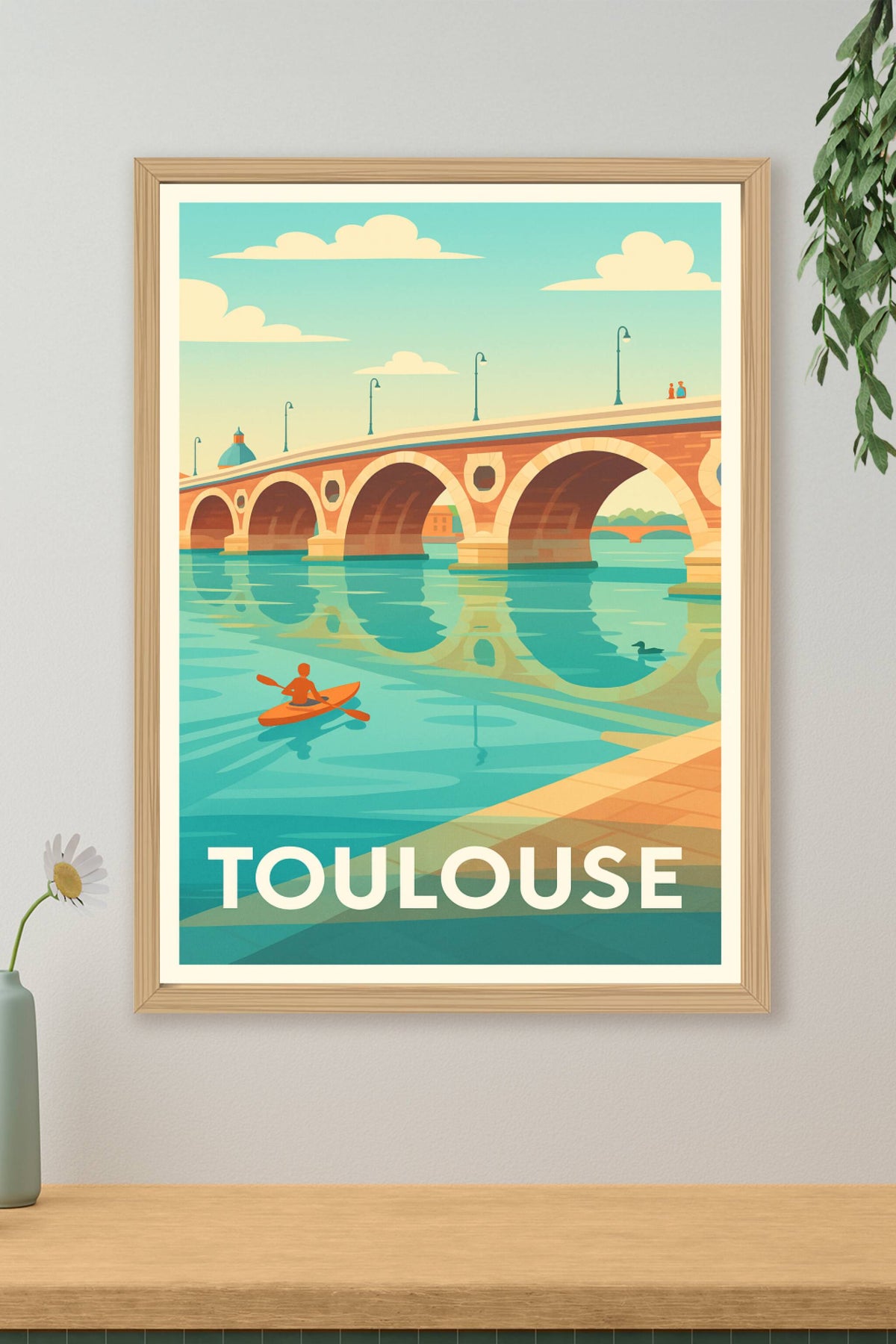 Affiche Toulouse — Reflets paisibles sur la Garonne · poster d'art de Toulouse