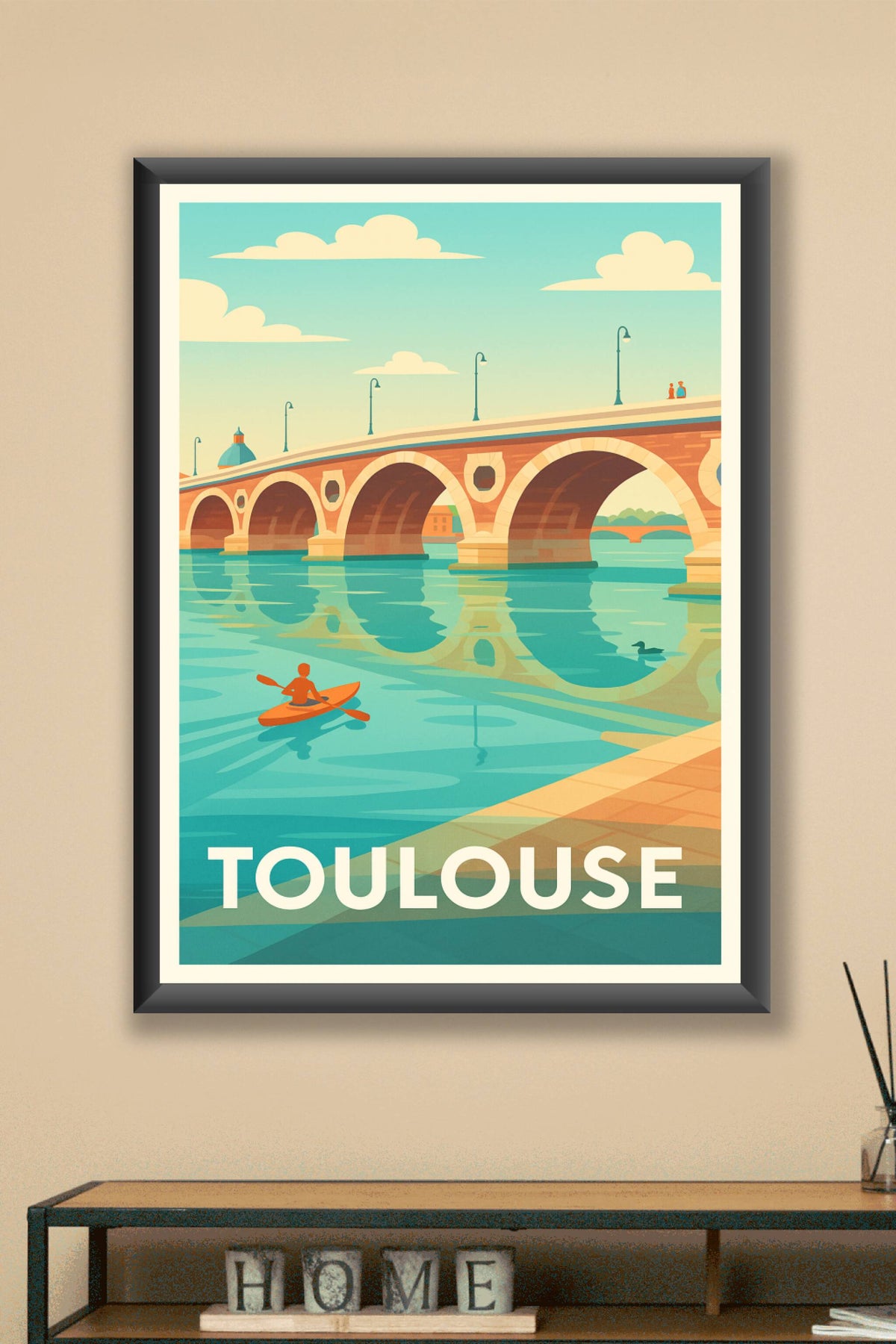 Affiche Toulouse — Reflets paisibles sur la Garonne · poster d'art de Toulouse