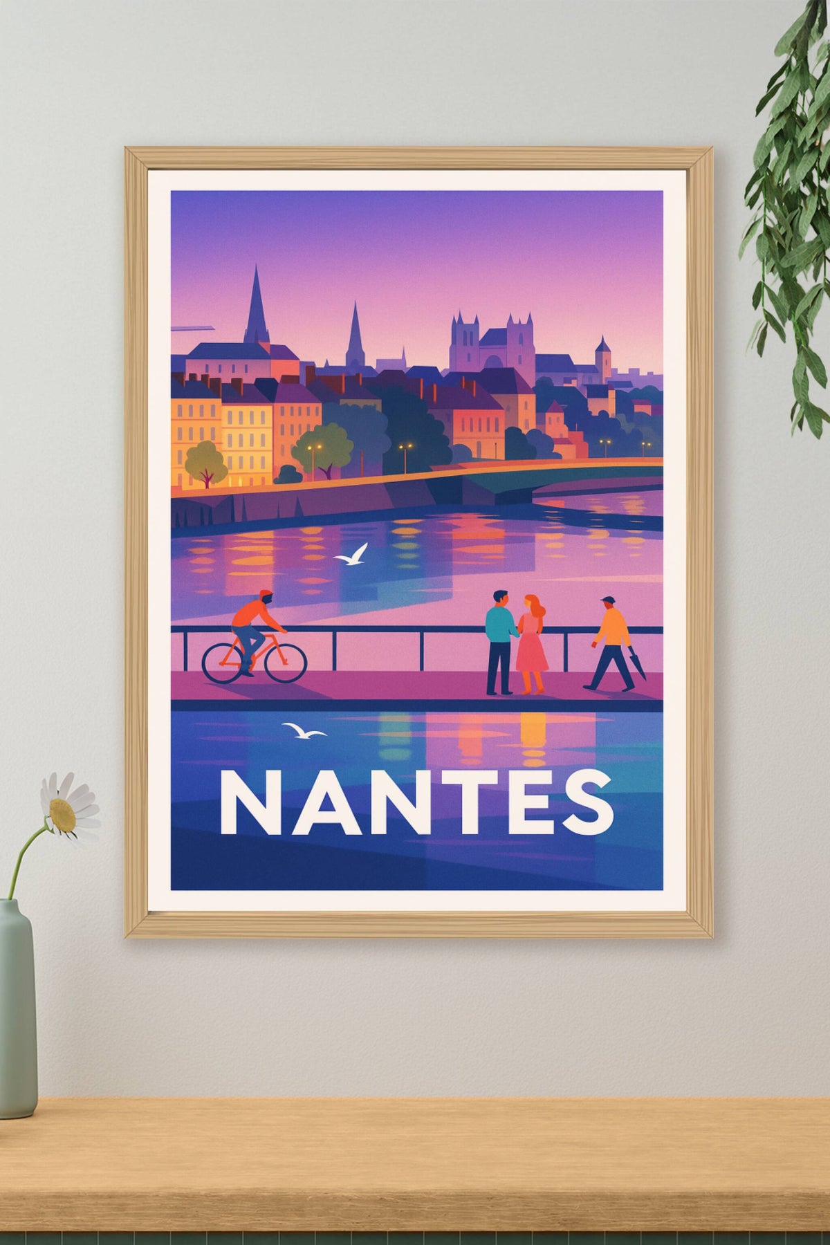 Affiche Nantes — Promenade au fil de l'Erdre · poster d'art de Nantes