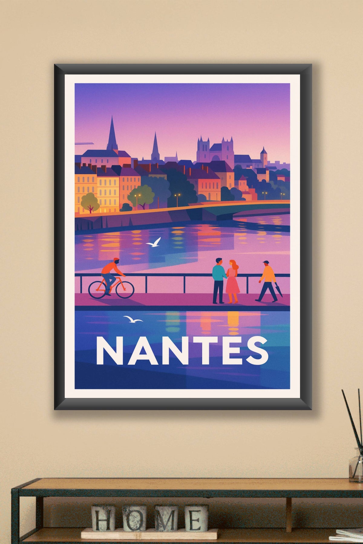 Affiche Nantes — Promenade au fil de l'Erdre · poster d'art de Nantes