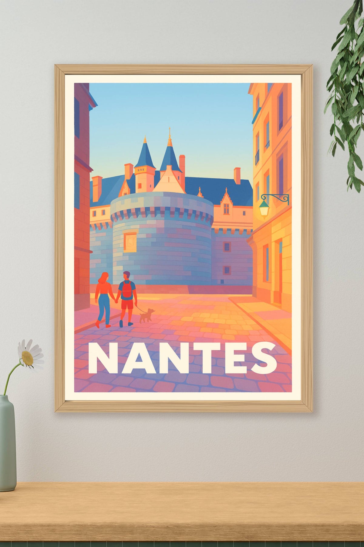 Affiche Nantes — Promenade au pied du Château des Ducs · poster d'art de Nantes