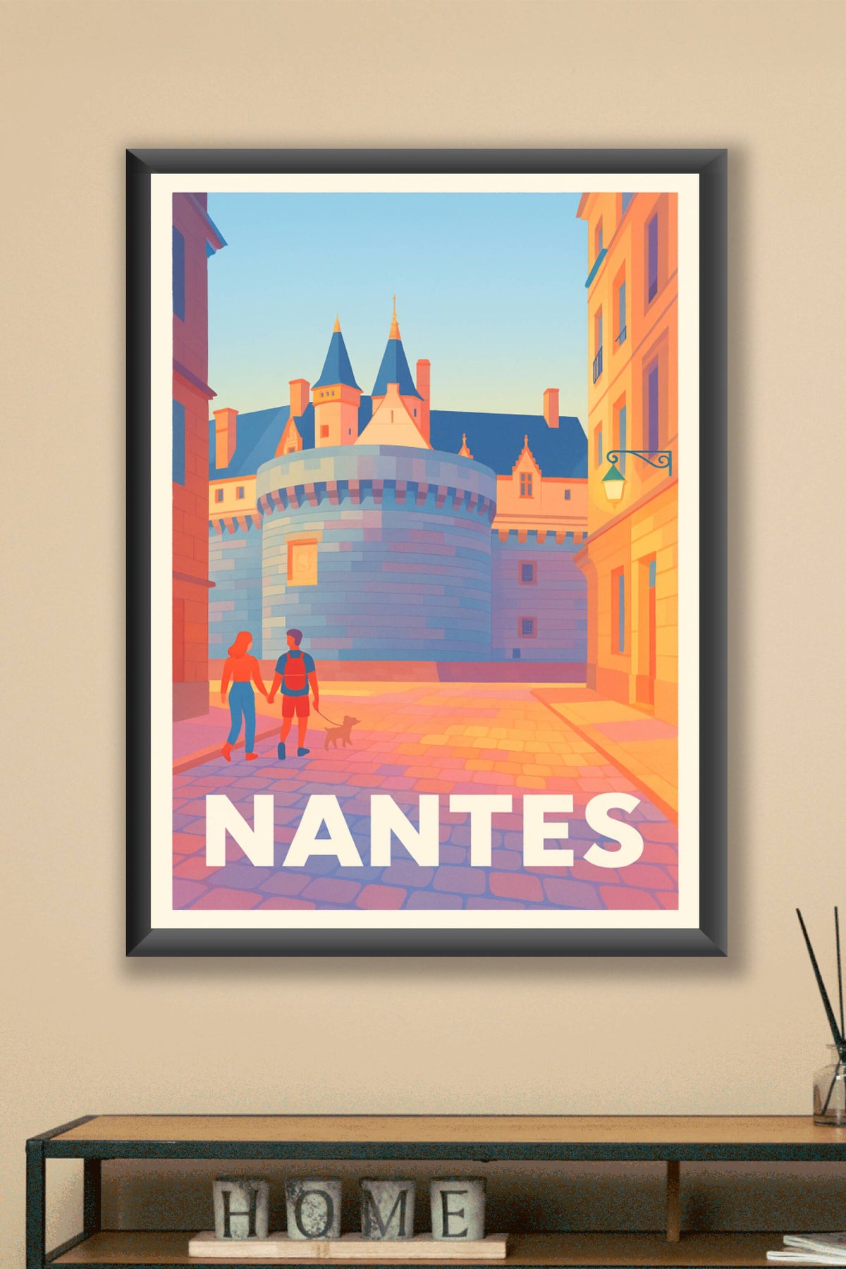 Affiche Nantes — Promenade au pied du Château des Ducs · poster d'art de Nantes