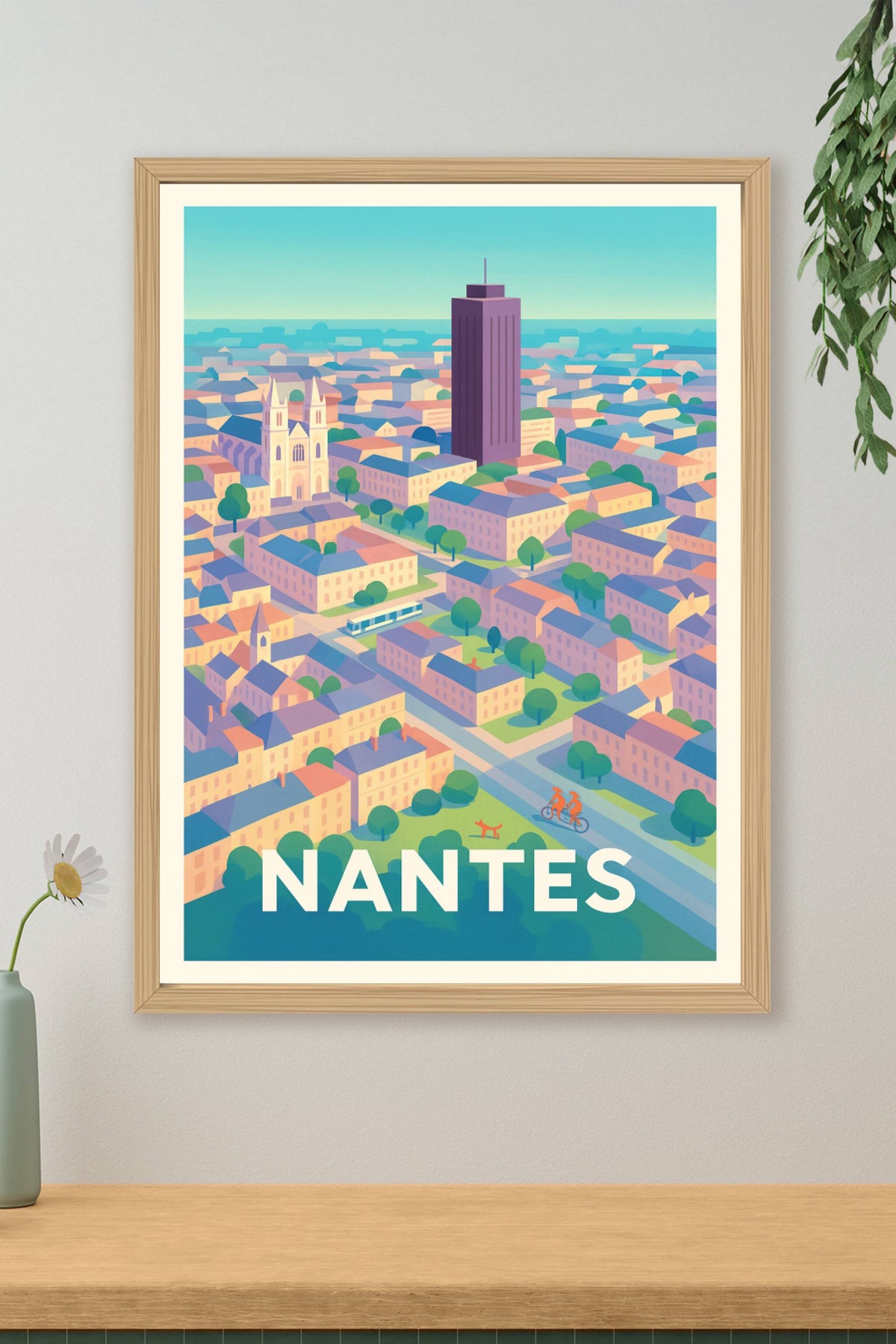 Affiche Nantes — Panorama vibrant de la Cité des Ducs · poster d'art de Nantes
