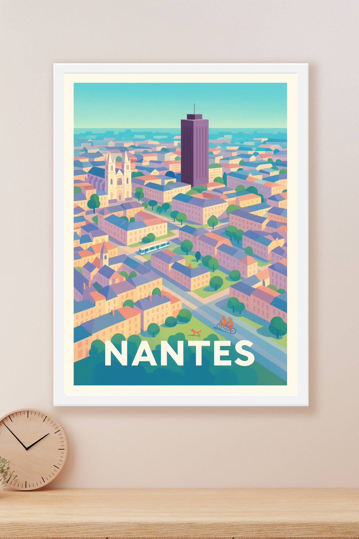 Affiche Nantes — Panorama vibrant de la Cité des Ducs · poster d'art de Nantes