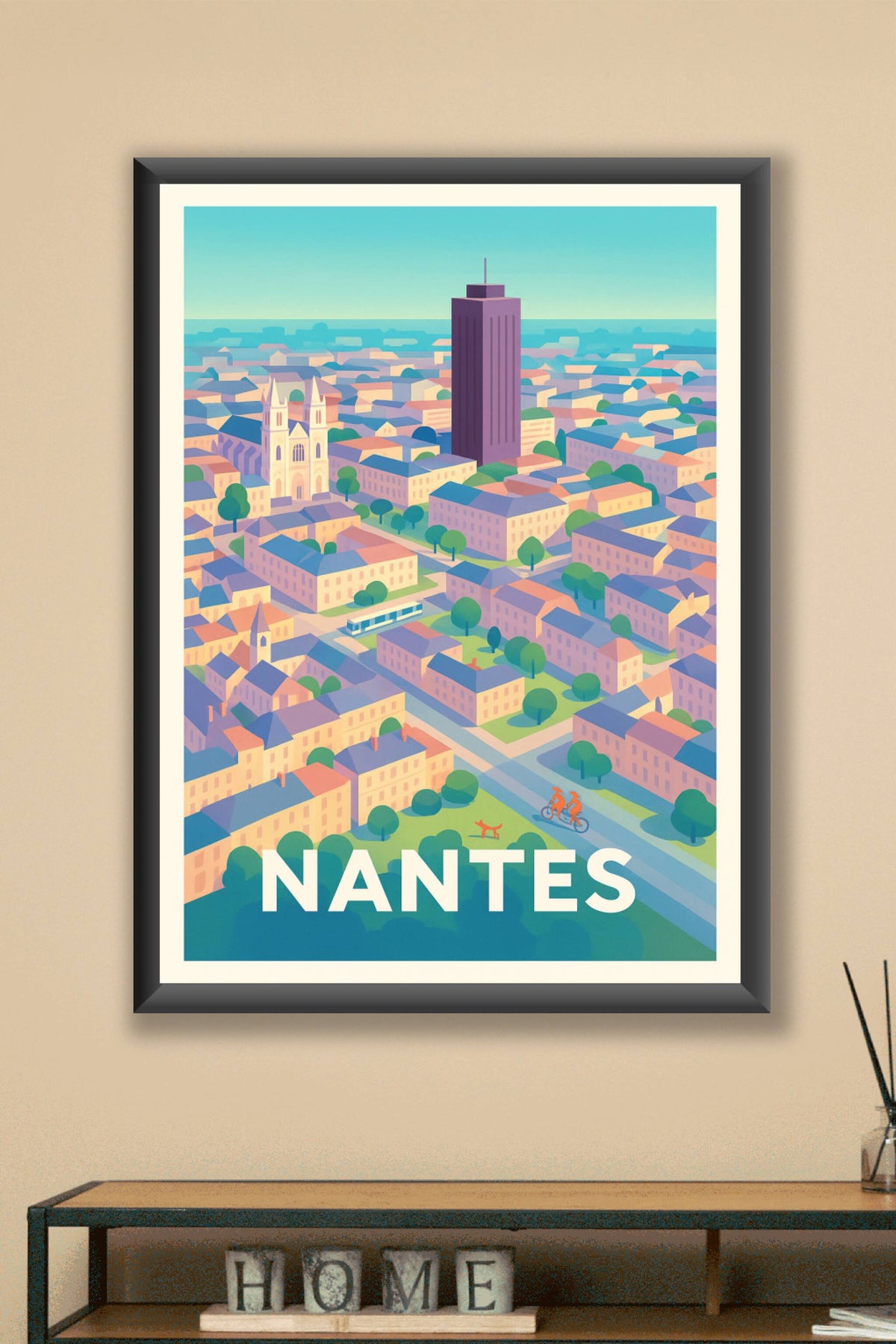 Affiche Nantes — Panorama vibrant de la Cité des Ducs · poster d'art de Nantes
