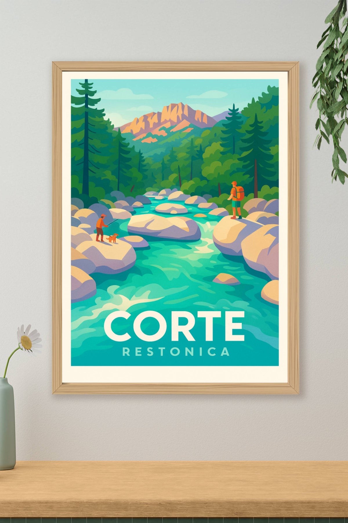 Affiche Corte — Évasion sauvage dans la vallée de la Restonica · poster d'art de Corte
