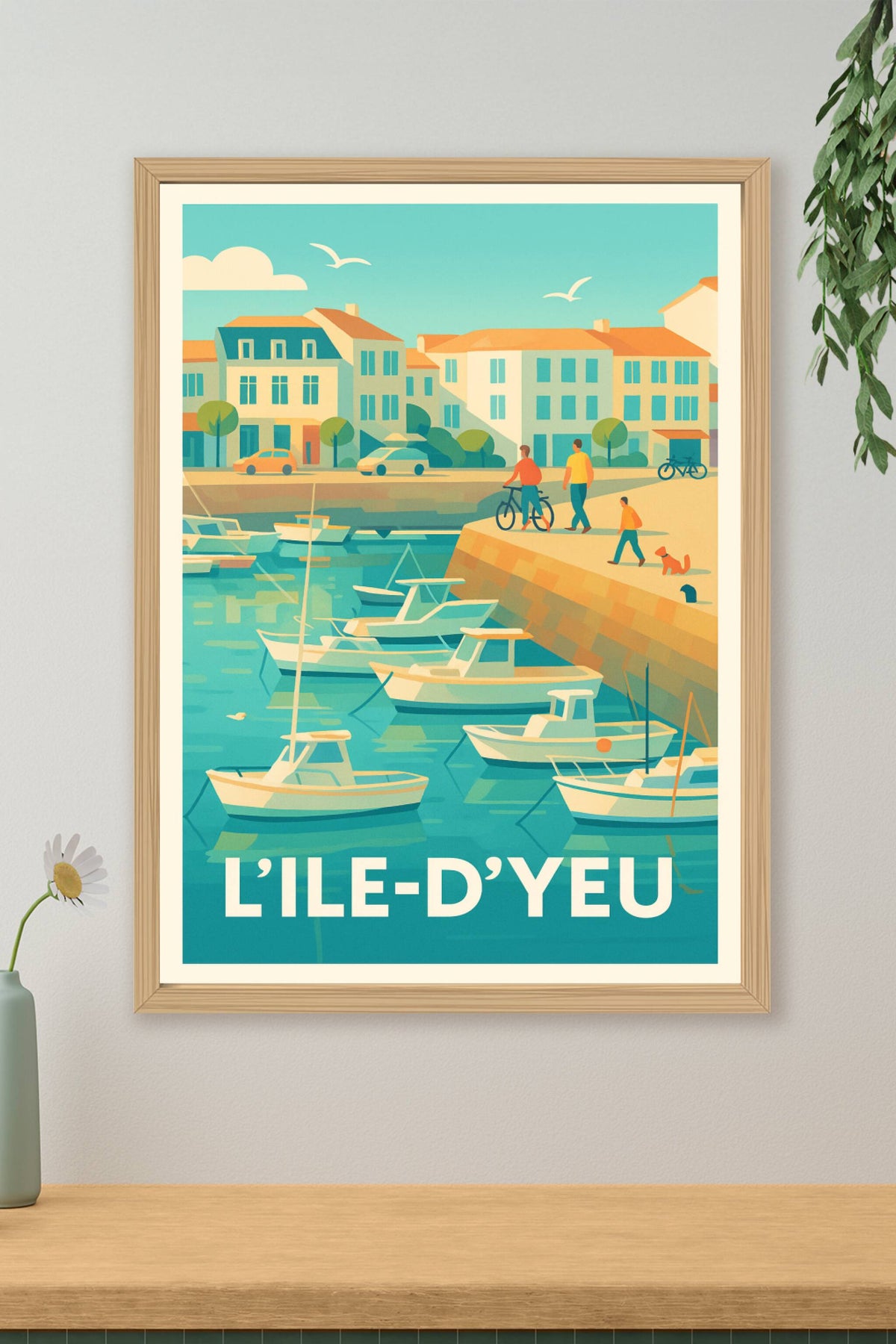 Affiche L'île d'Yeu — Escapade ensoleillée sur le port · poster d'art de L'île d'Yeu