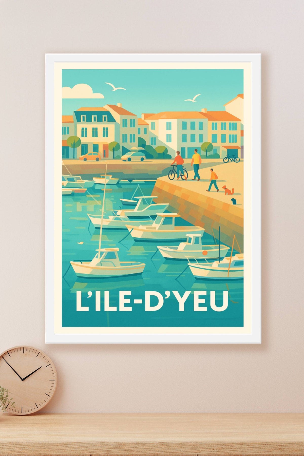 Affiche L'île d'Yeu — Escapade ensoleillée sur le port · poster d'art de L'île d'Yeu