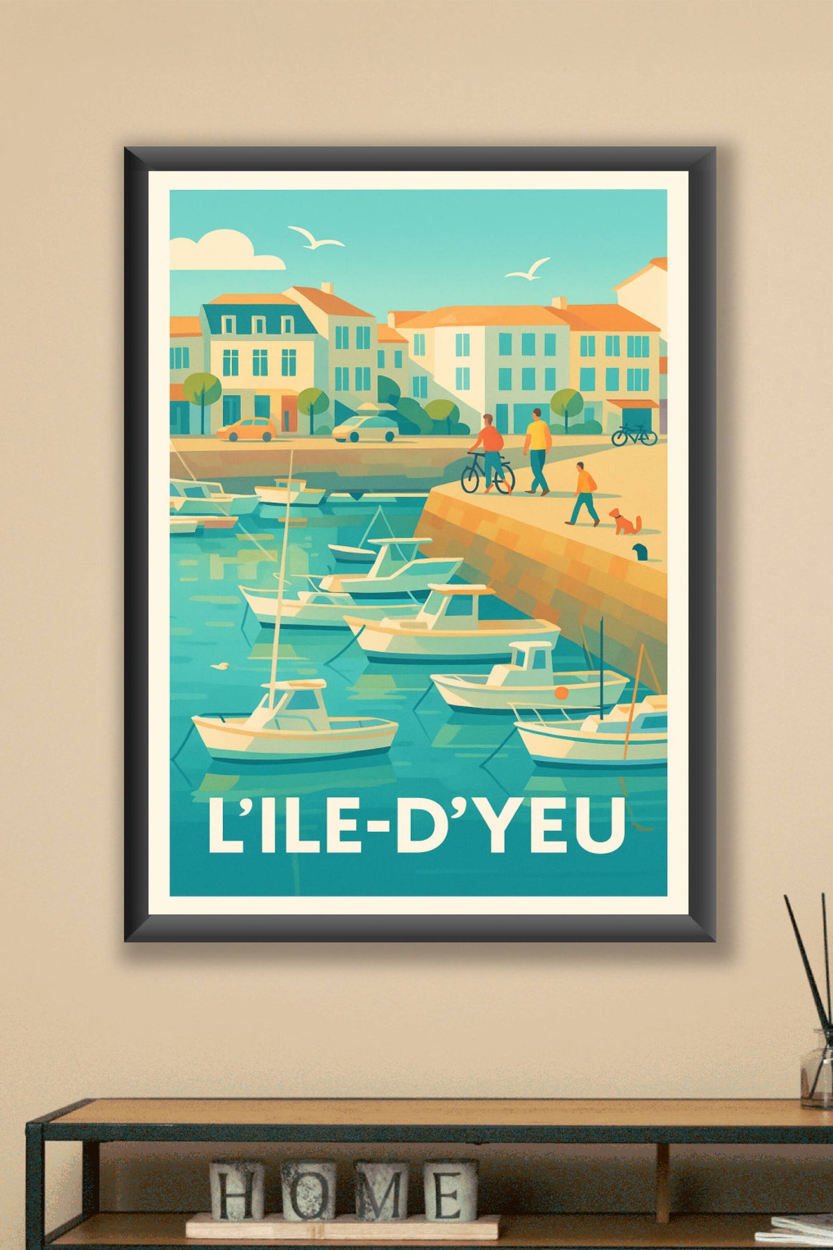 Affiche L'île d'Yeu — Escapade ensoleillée sur le port · poster d'art de L'île d'Yeu