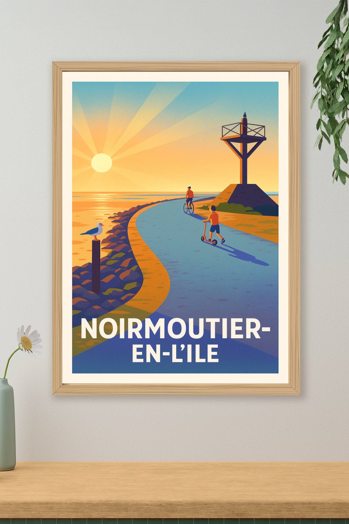 Affiche Noirmoutier-en-l’Île — Balade en bord d’océan · poster d'art de Noirmoutier-en-l’Île