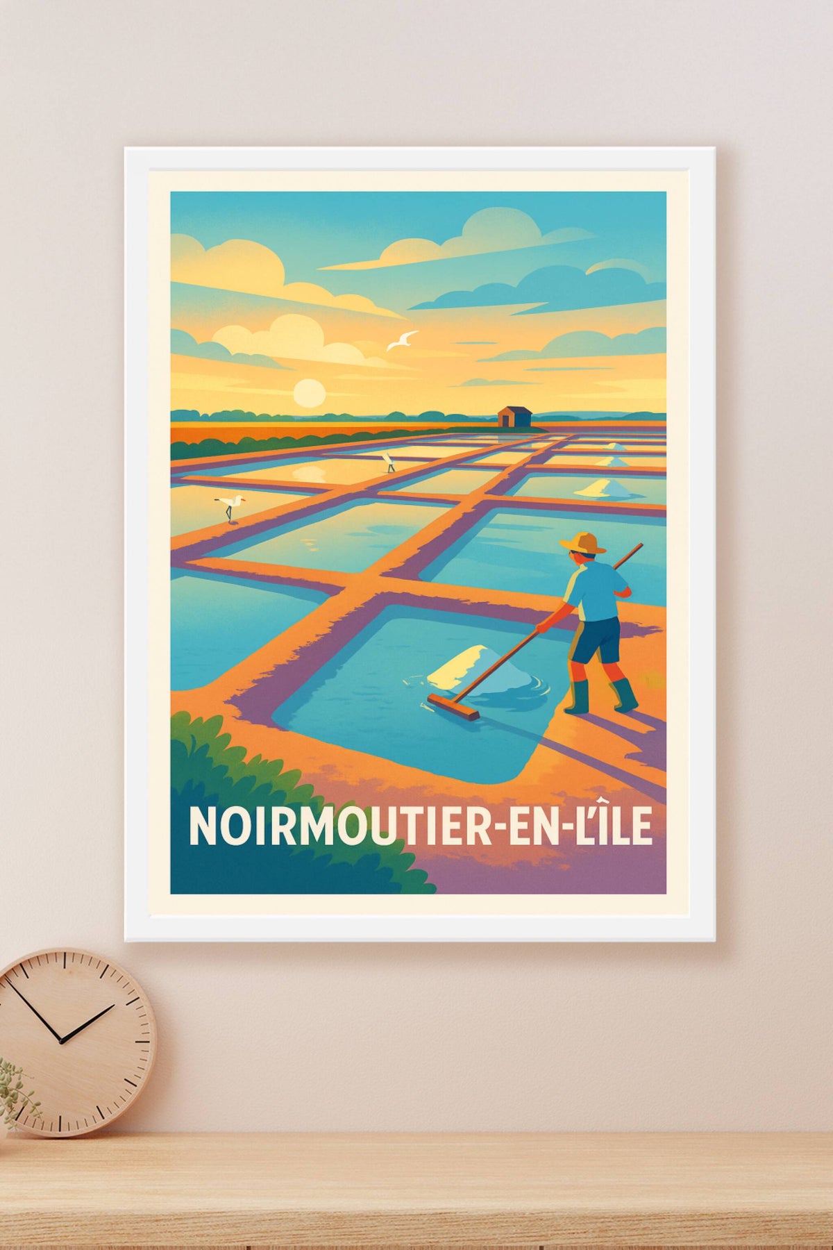 Affiche Noirmoutier-en-l'Île — L'or blanc des marais salants · poster d'art de Noirmoutier-en-l'Île