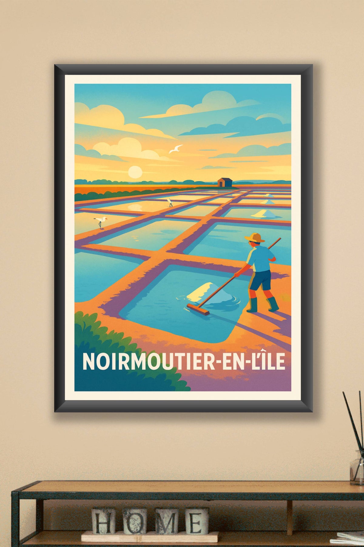 Affiche Noirmoutier-en-l'Île — L'or blanc des marais salants · poster d'art de Noirmoutier-en-l'Île