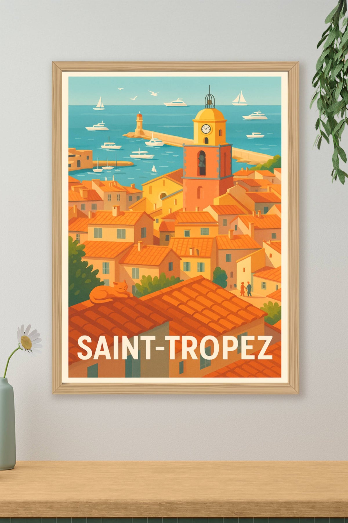 Affiche Saint-Tropez — Le charme méditerranéen en couleurs · poster d'art de Saint-Tropez