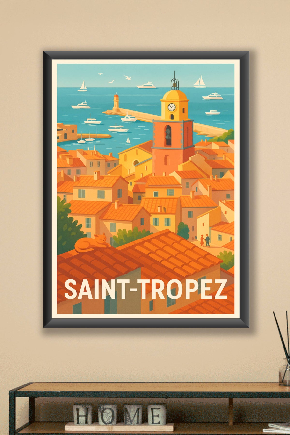 Affiche Saint-Tropez — Le charme méditerranéen en couleurs · poster d'art de Saint-Tropez