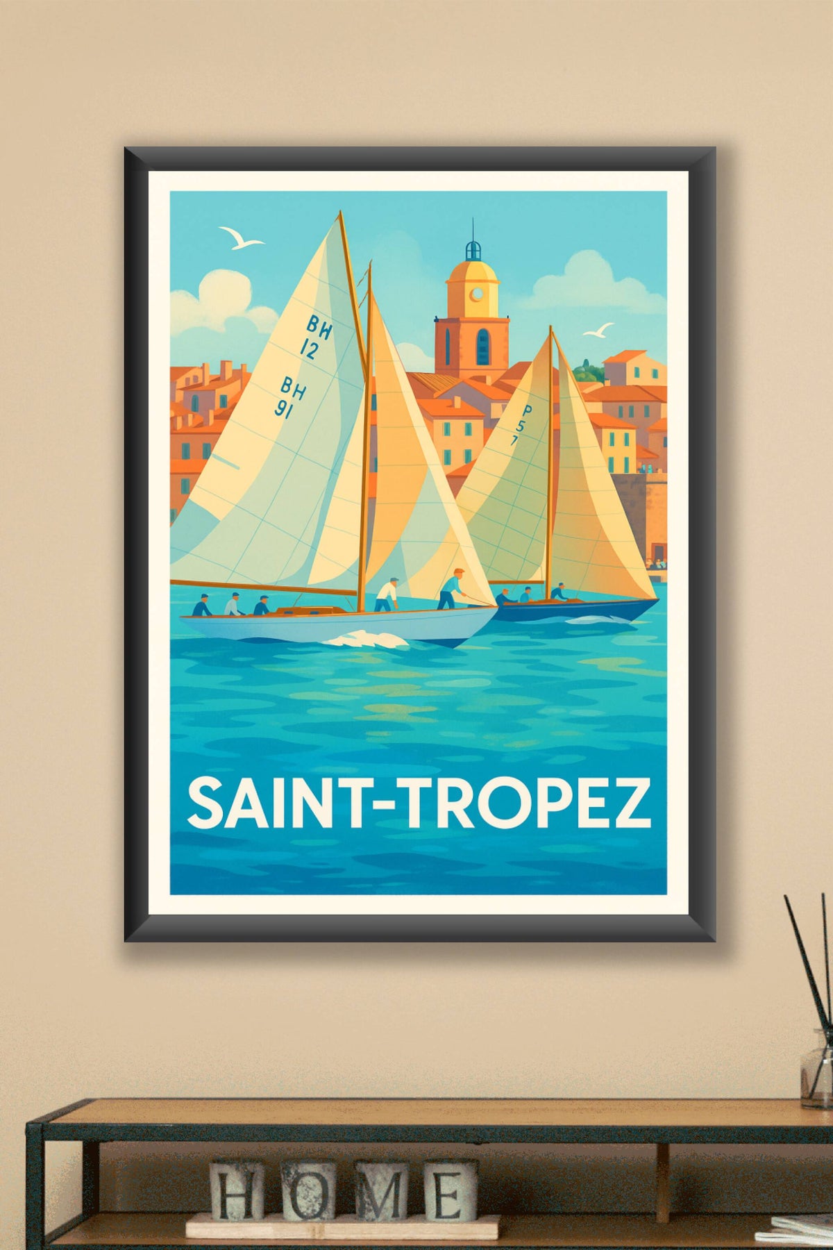 Affiche Saint-Tropez — Regates ensoleillées sur la Méditerranée · poster d'art de Saint-Tropez