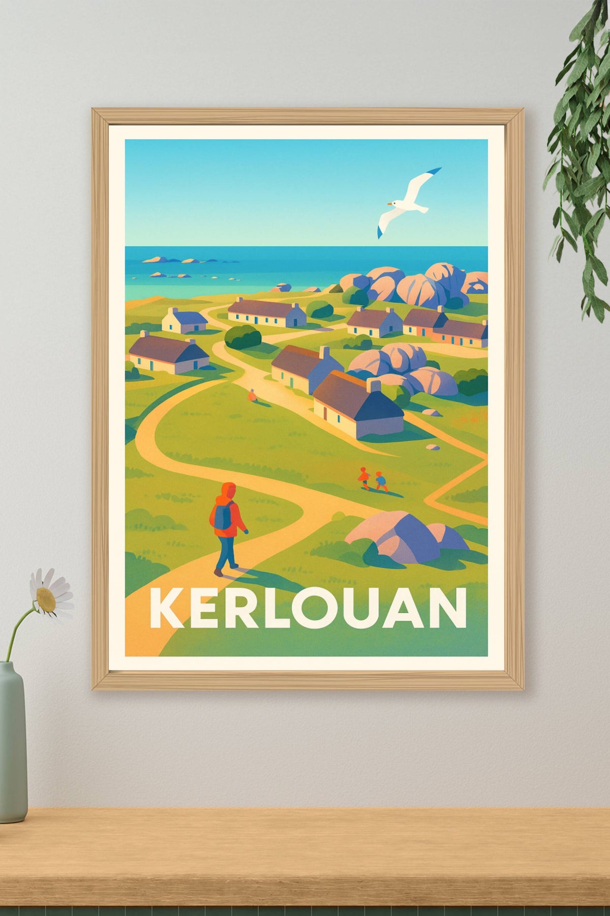 Affiche Kerlouan — Balade entre mer et tradition bretonne · poster d'art de Kerlouan