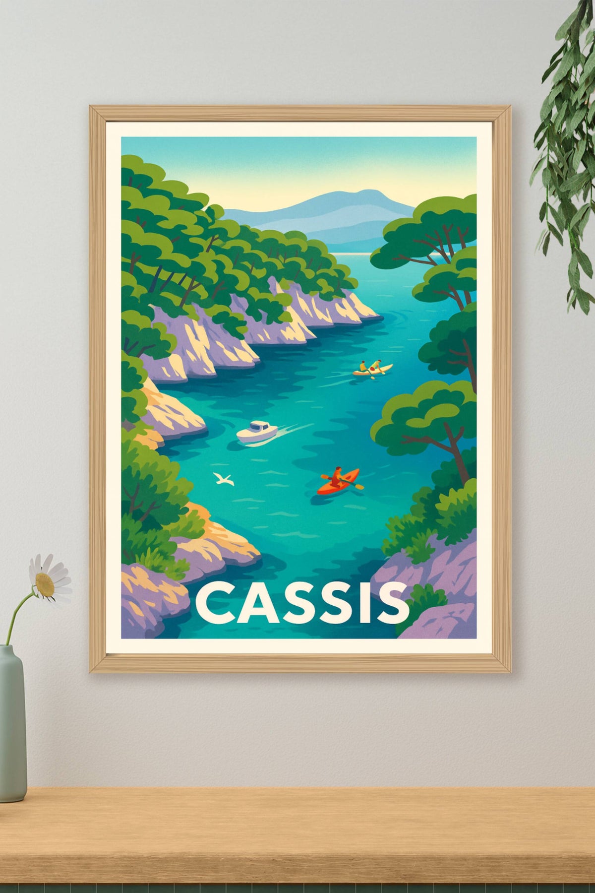 Affiche Cassis — Évasion en calanques turquoise · poster d'art de Cassis