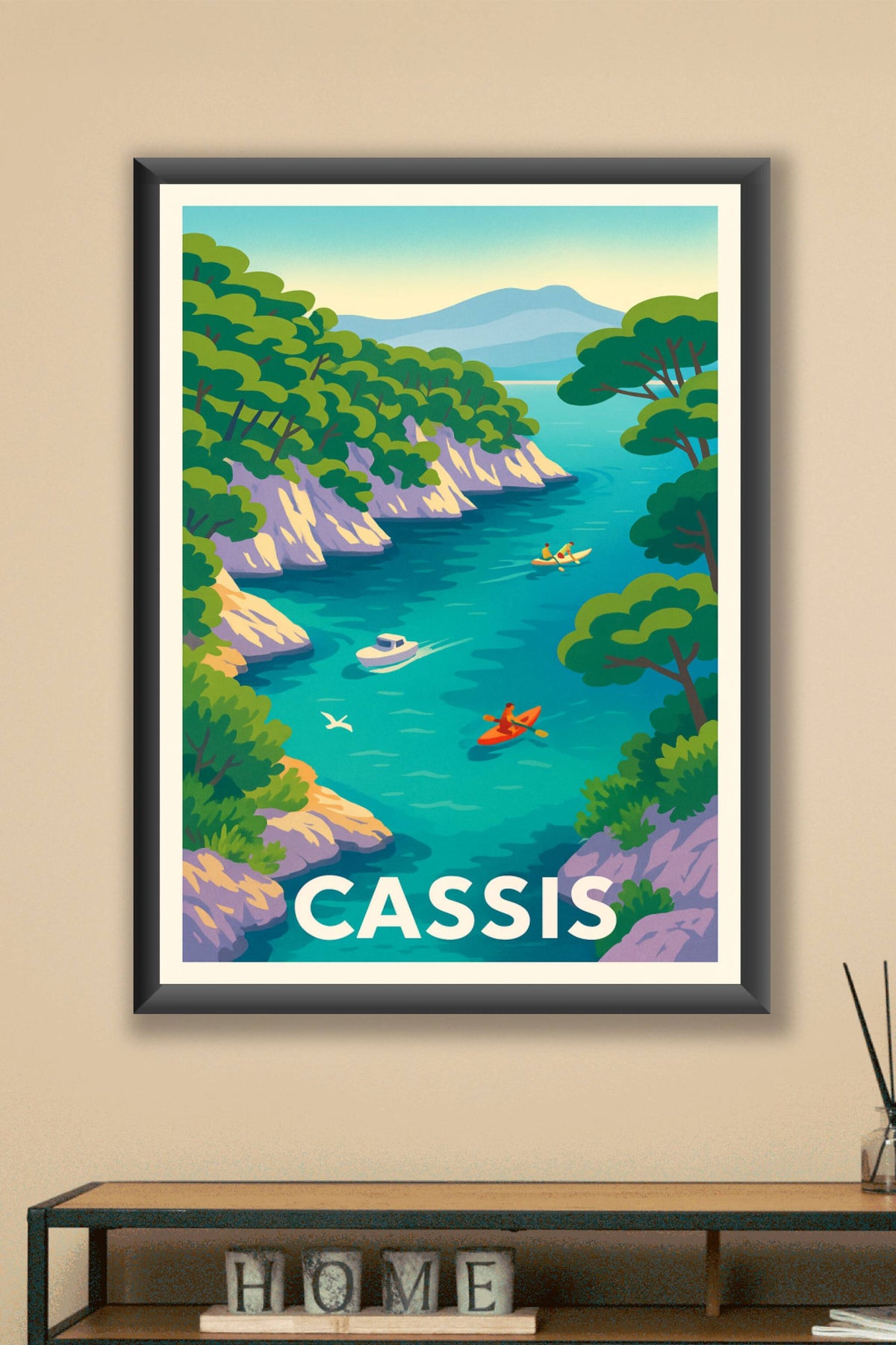 Affiche Cassis — Évasion en calanques turquoise · poster d'art de Cassis
