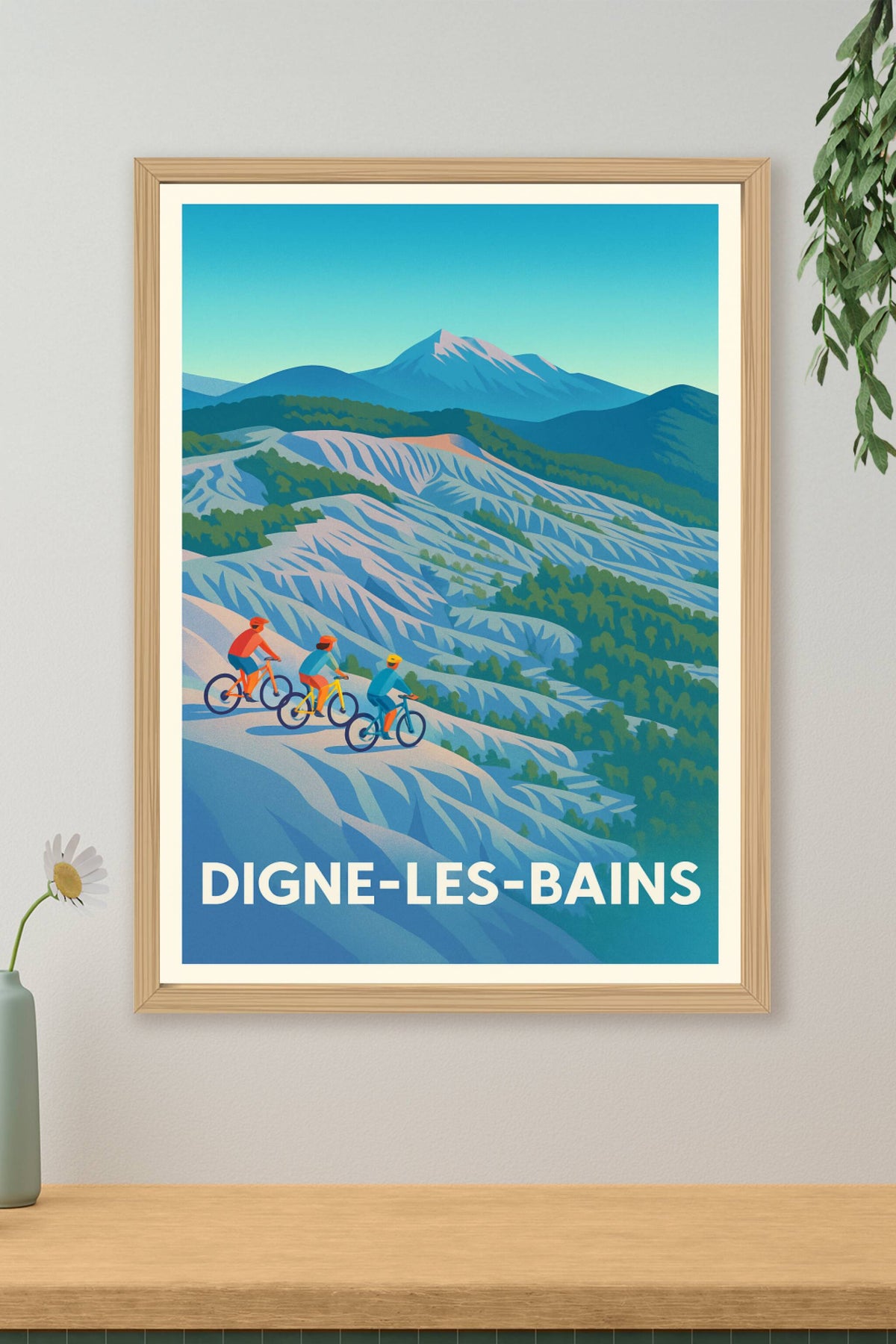 Affiche Digne-les-Bains — Aventure nature entre montagnes et vallées · poster d'art de Digne-les-Bains