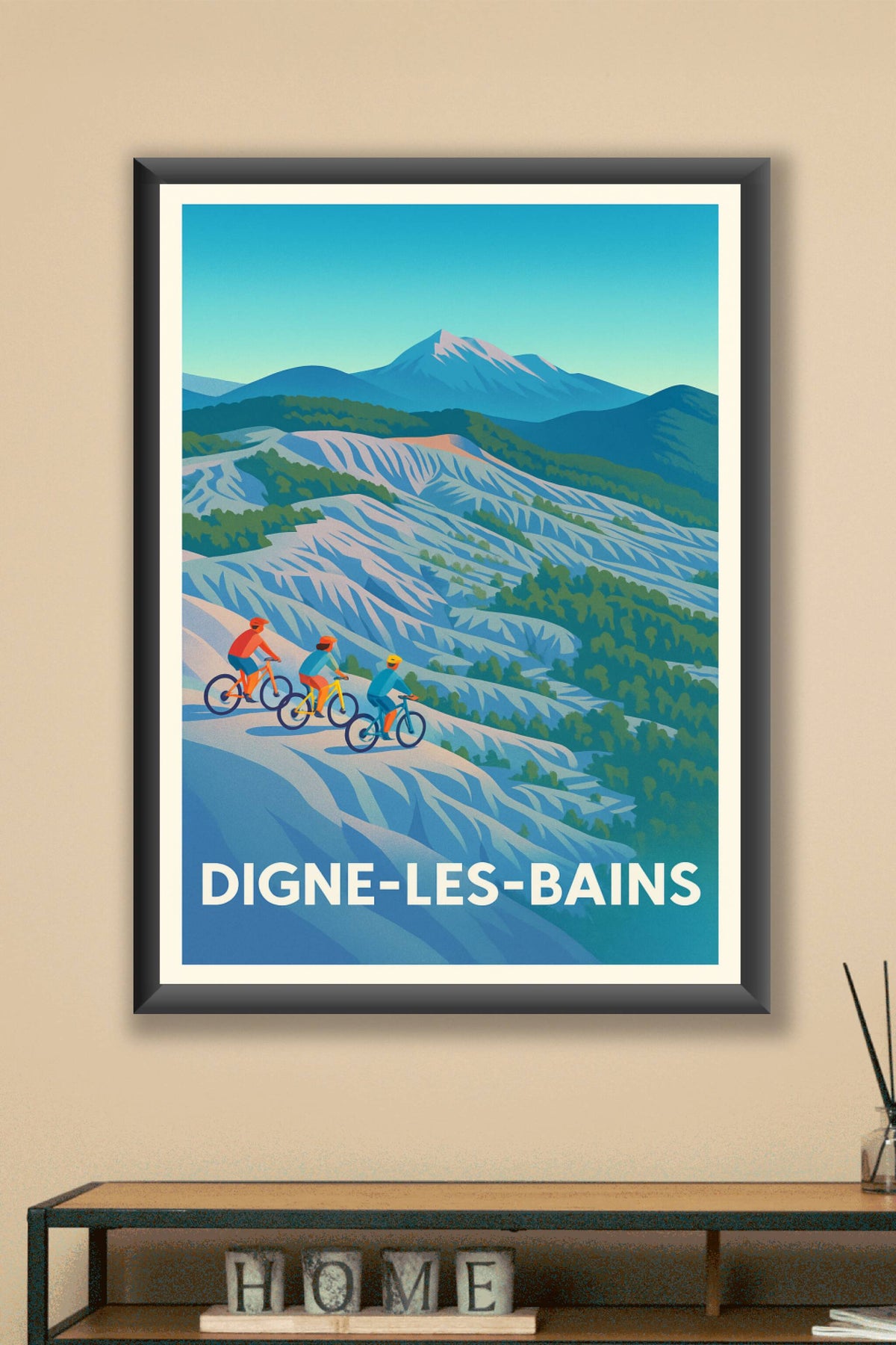 Affiche Digne-les-Bains — Aventure nature entre montagnes et vallées · poster d'art de Digne-les-Bains