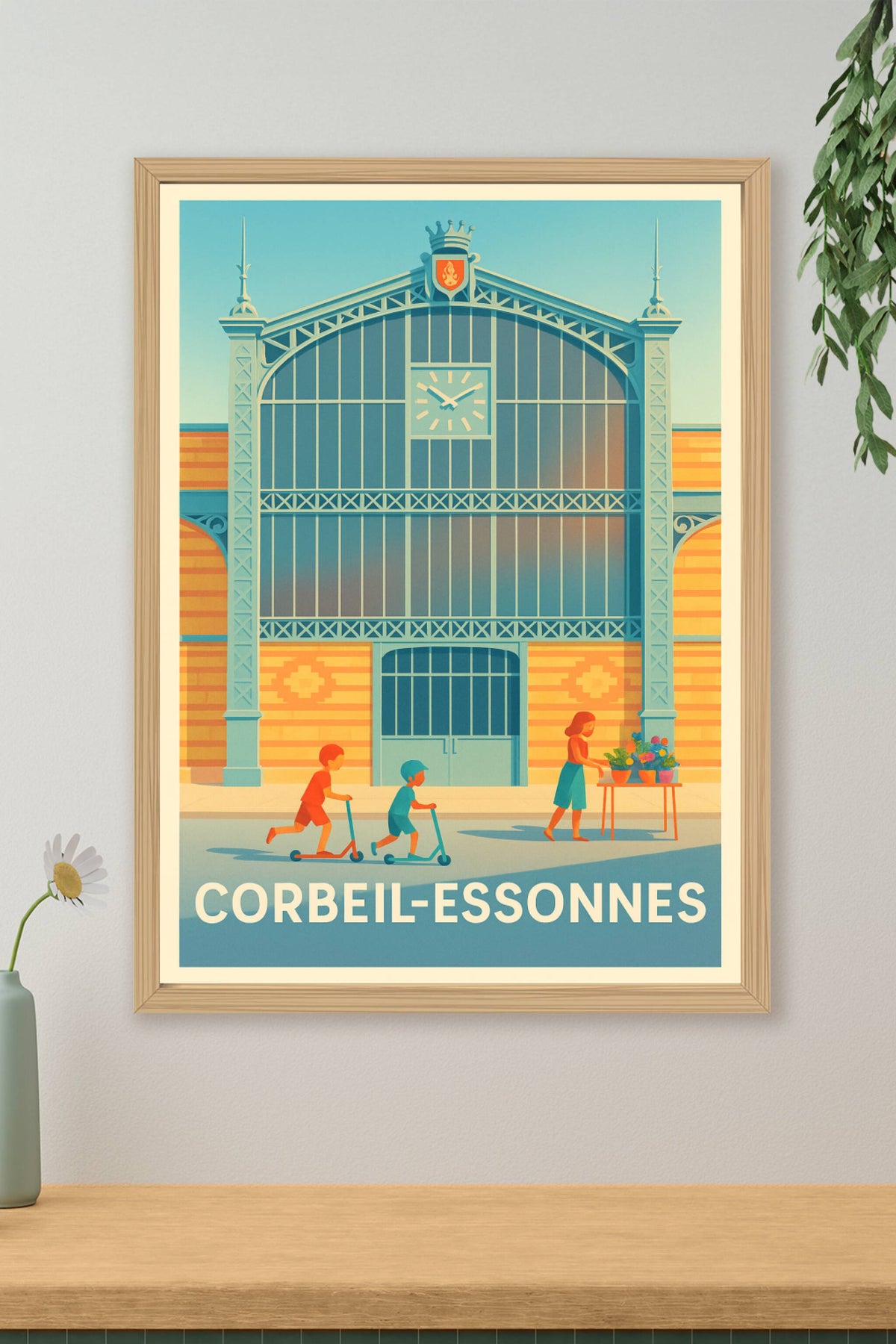 Affiche Corbeil-Essonnes — Charme et vie urbaine en toute légèreté · poster d'art de Corbeil-Essonnes