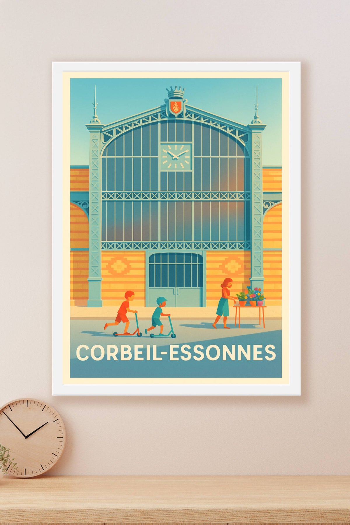 Affiche Corbeil-Essonnes — Charme et vie urbaine en toute légèreté · poster d'art de Corbeil-Essonnes