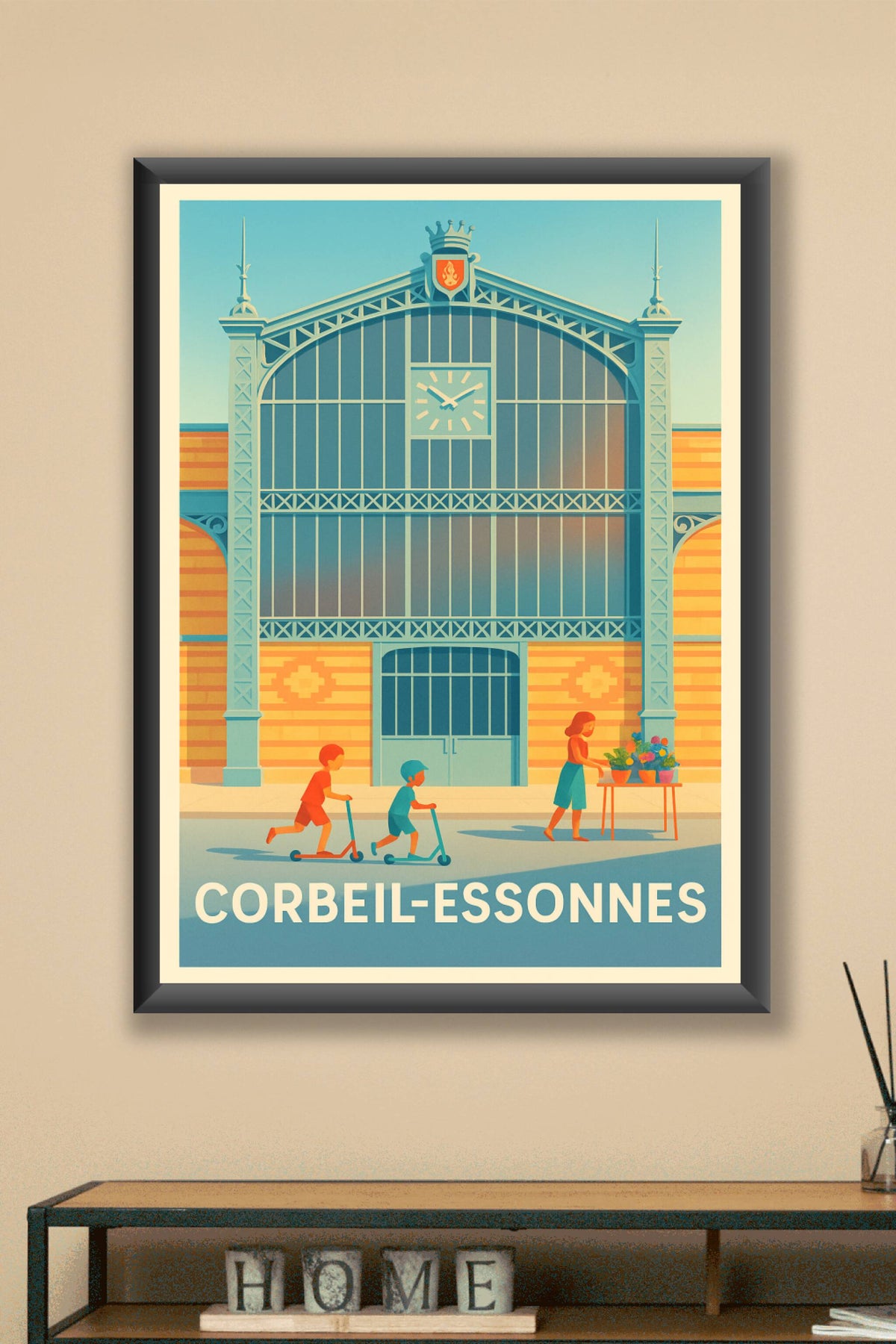 Affiche Corbeil-Essonnes — Charme et vie urbaine en toute légèreté · poster d'art de Corbeil-Essonnes