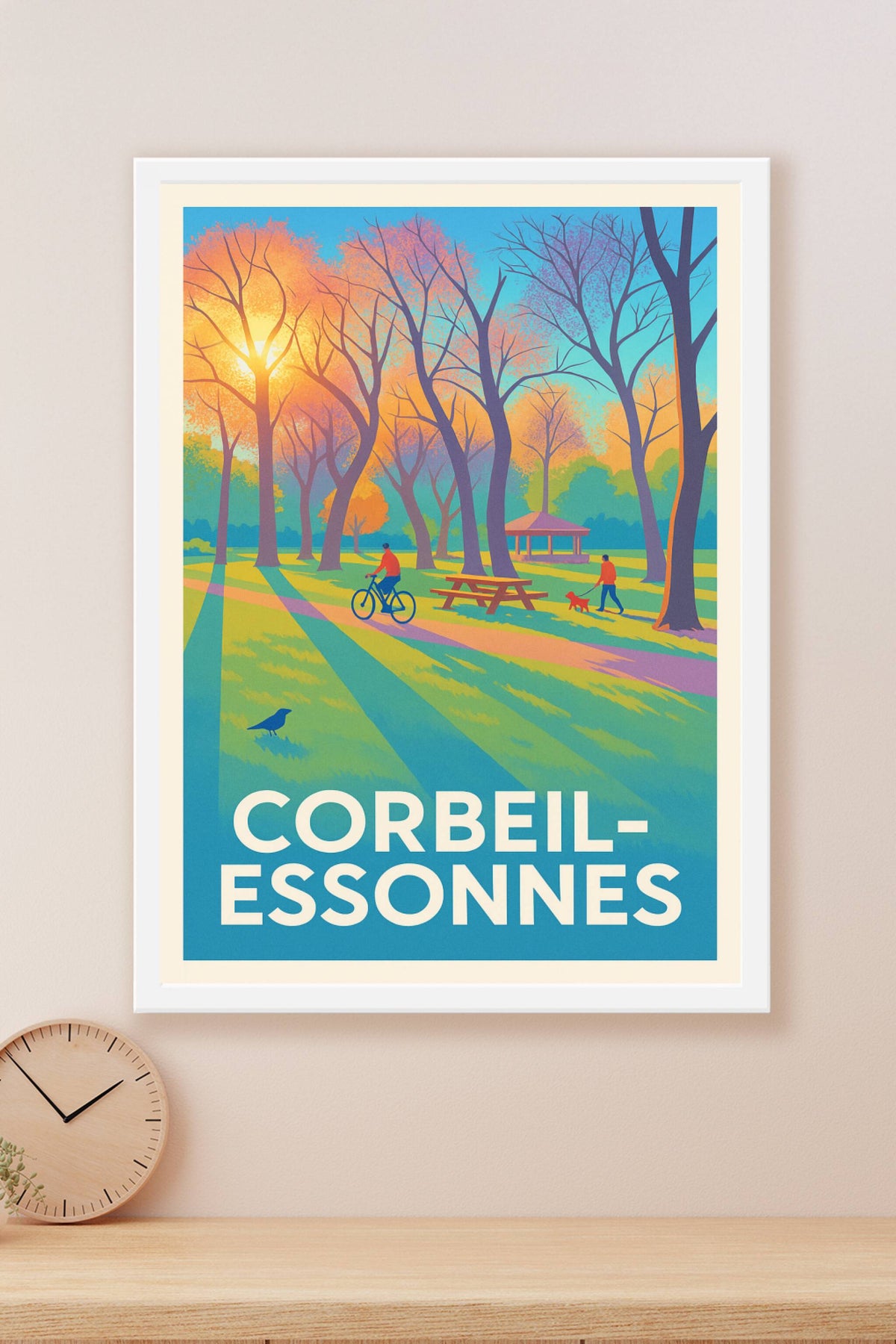 Affiche Corbeil-Essonnes — Promenades ensoleillées au parc · poster d'art de Corbeil-Essonnes