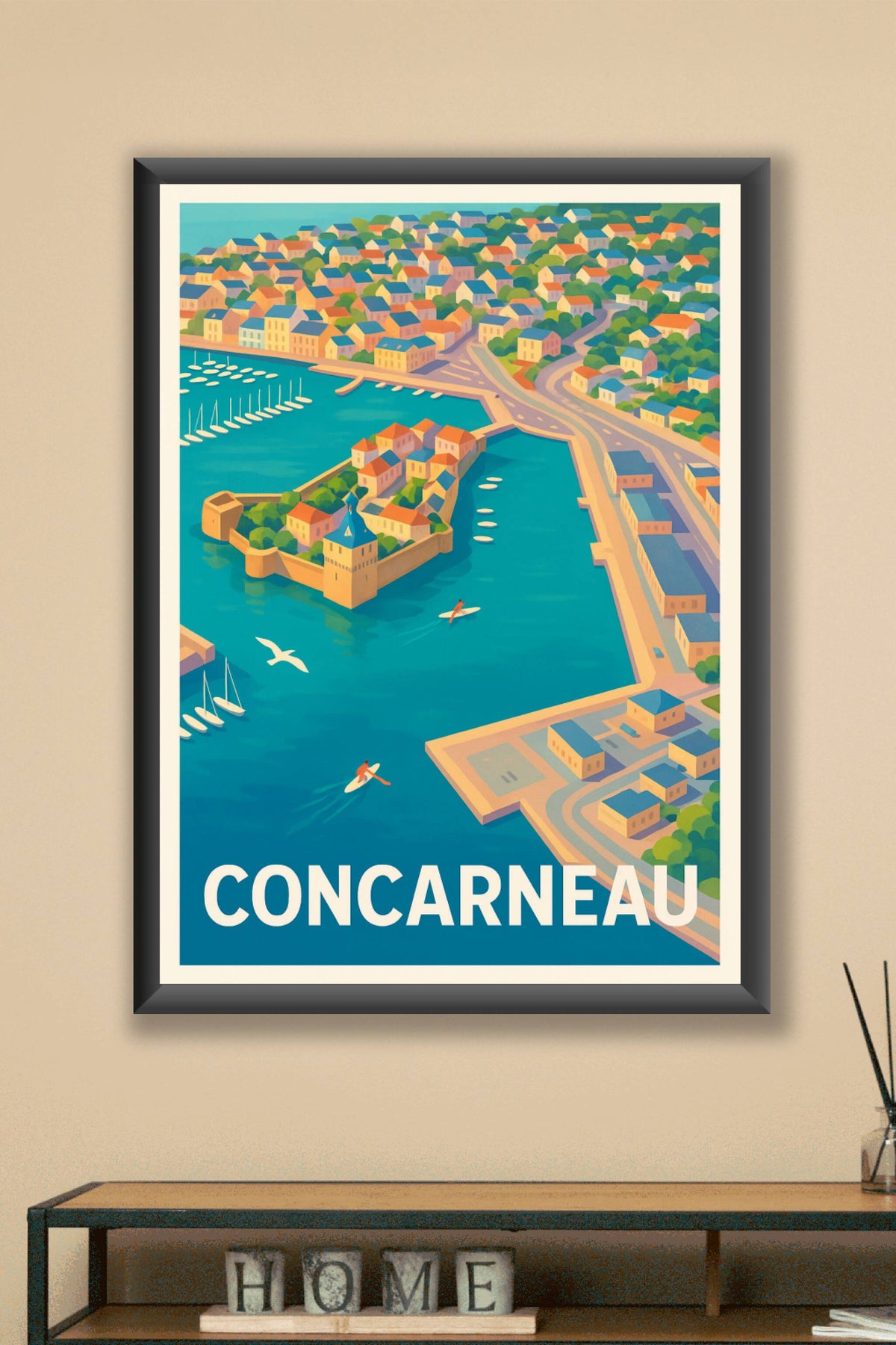 Affiche Concarneau — Vue idyllique sur la cité corsaire · poster d'art de Concarneau