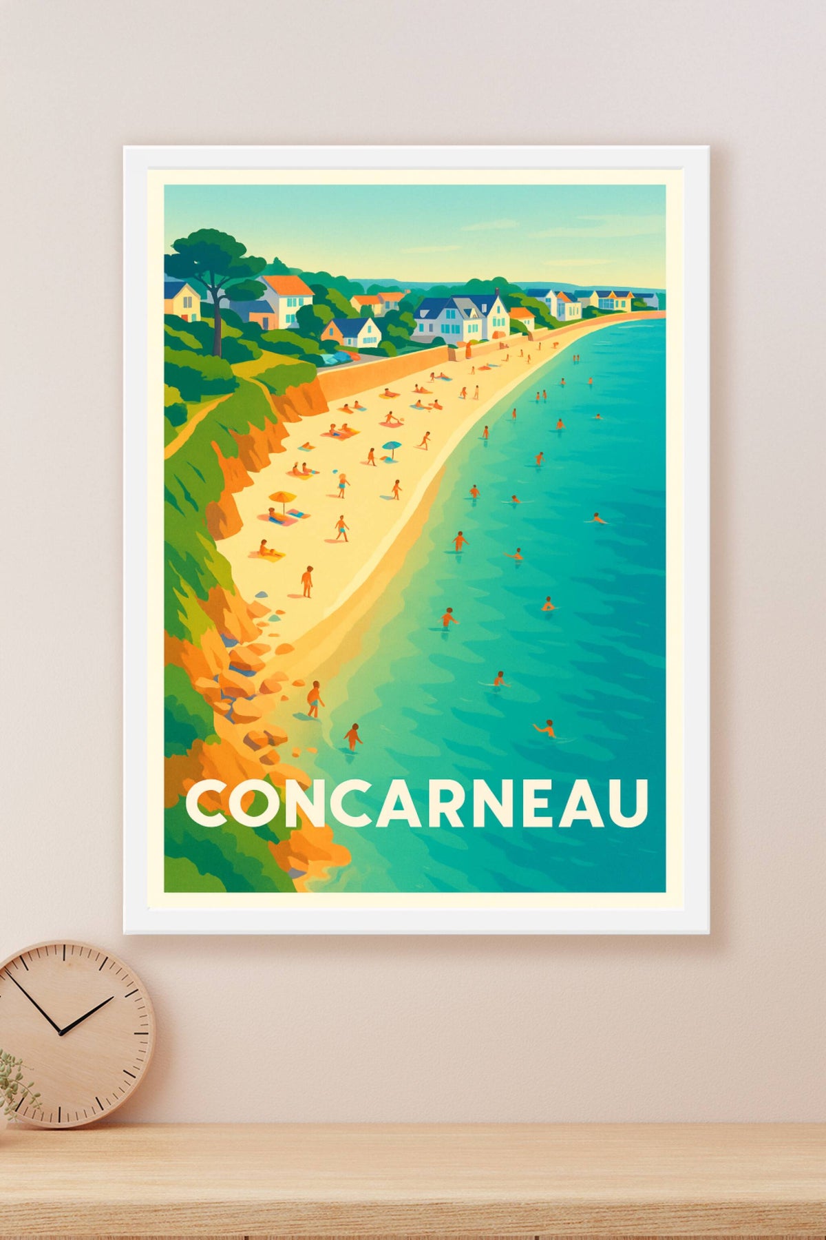 Affiche Concarneau — Plage ensoleillée et douce escapade bretonne · poster d'art de Concarneau
